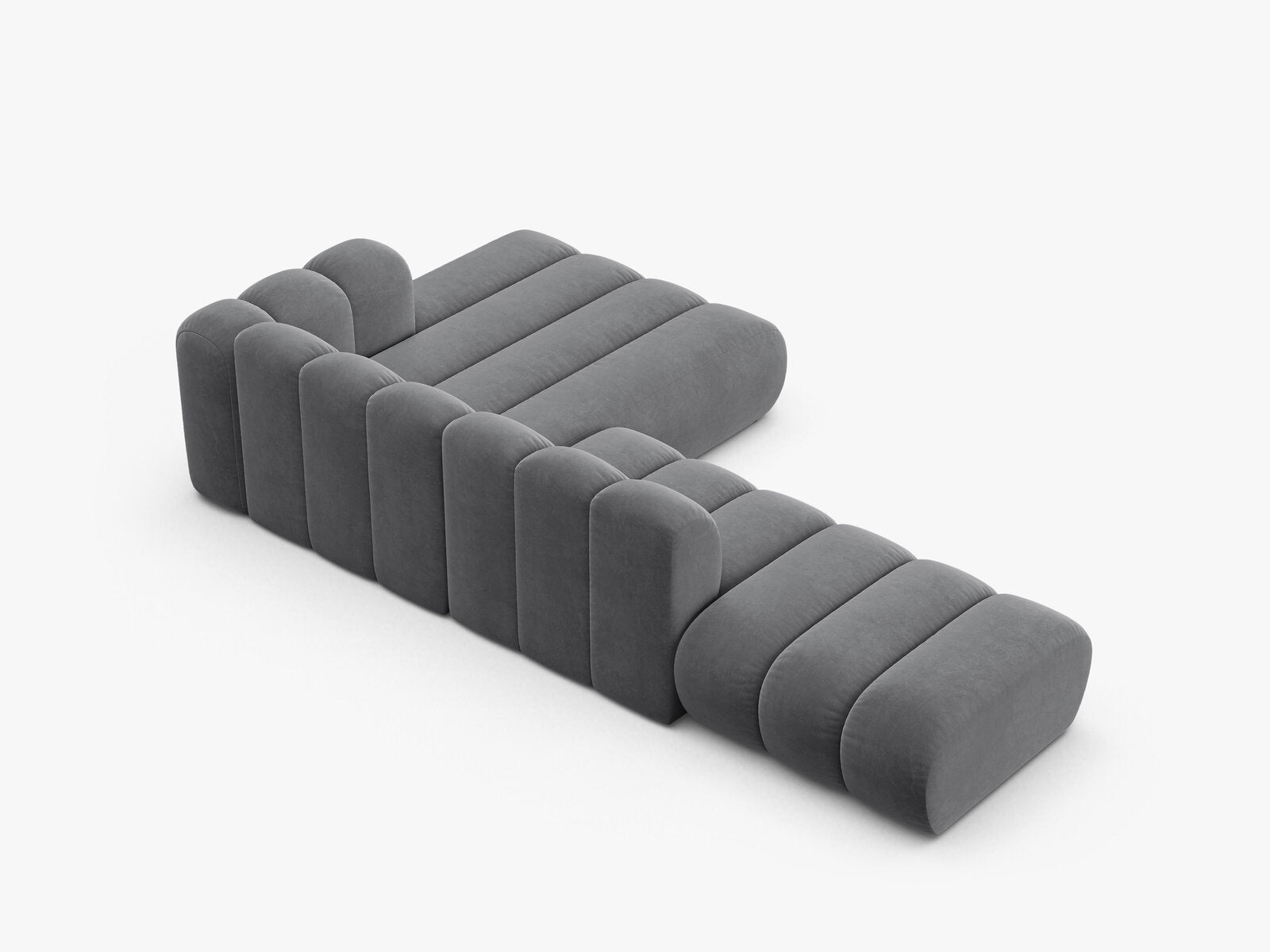Micadoni Modulares Ecksofa offen Lupine 5-Sitzer Rechts Samt Salvador Grau