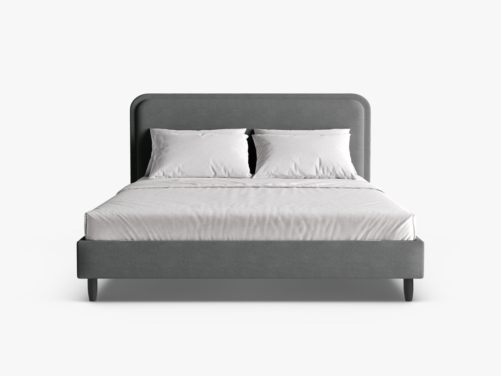 Micadoni Stauraumbett mit Kopfteil Aveline Strukturierter Stoff Wind Dunkelgrau 140x200