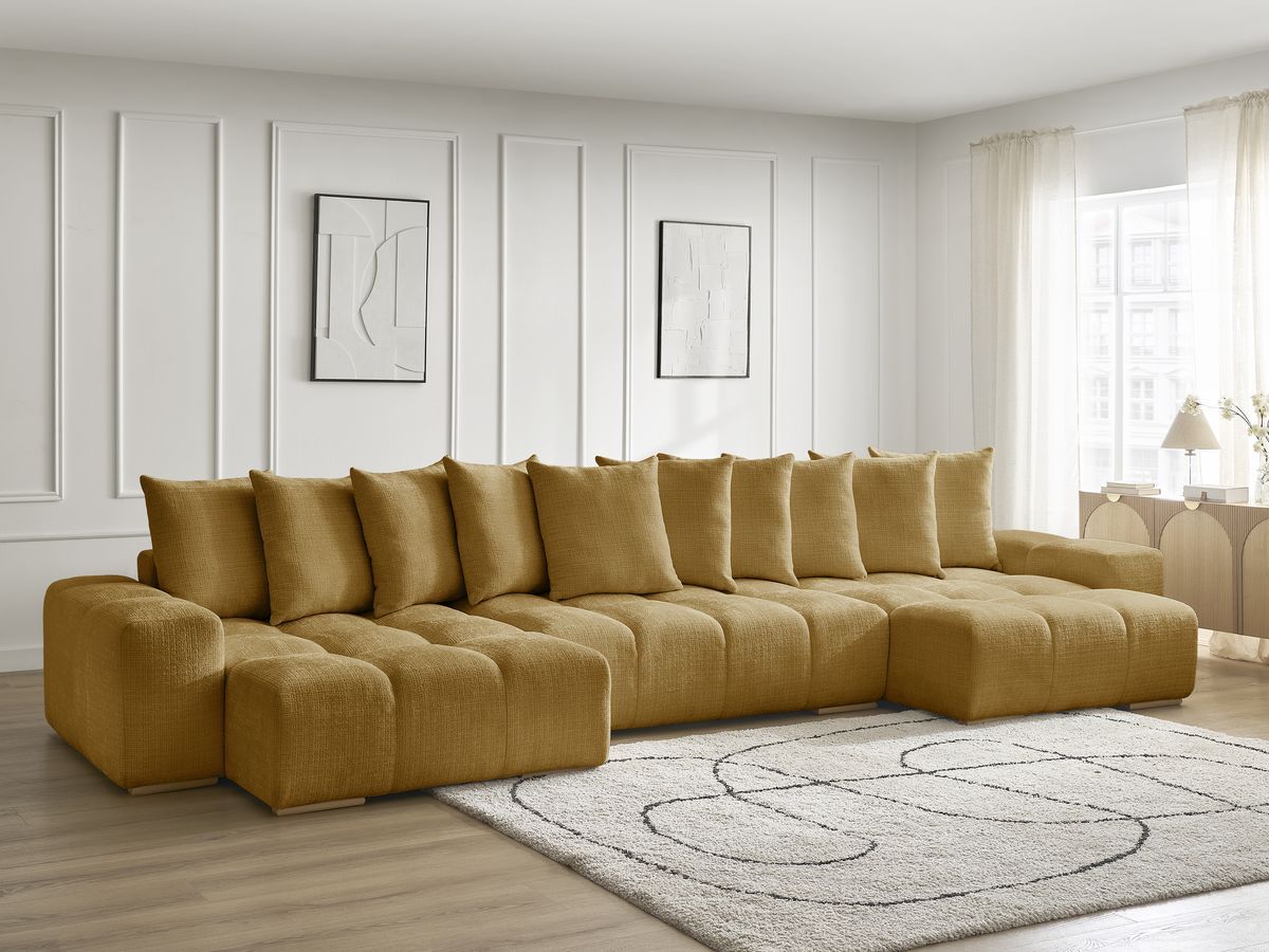 Bobochic Anakin Wohnlandschaft, 10 Kissen Strukturstoff Gelb