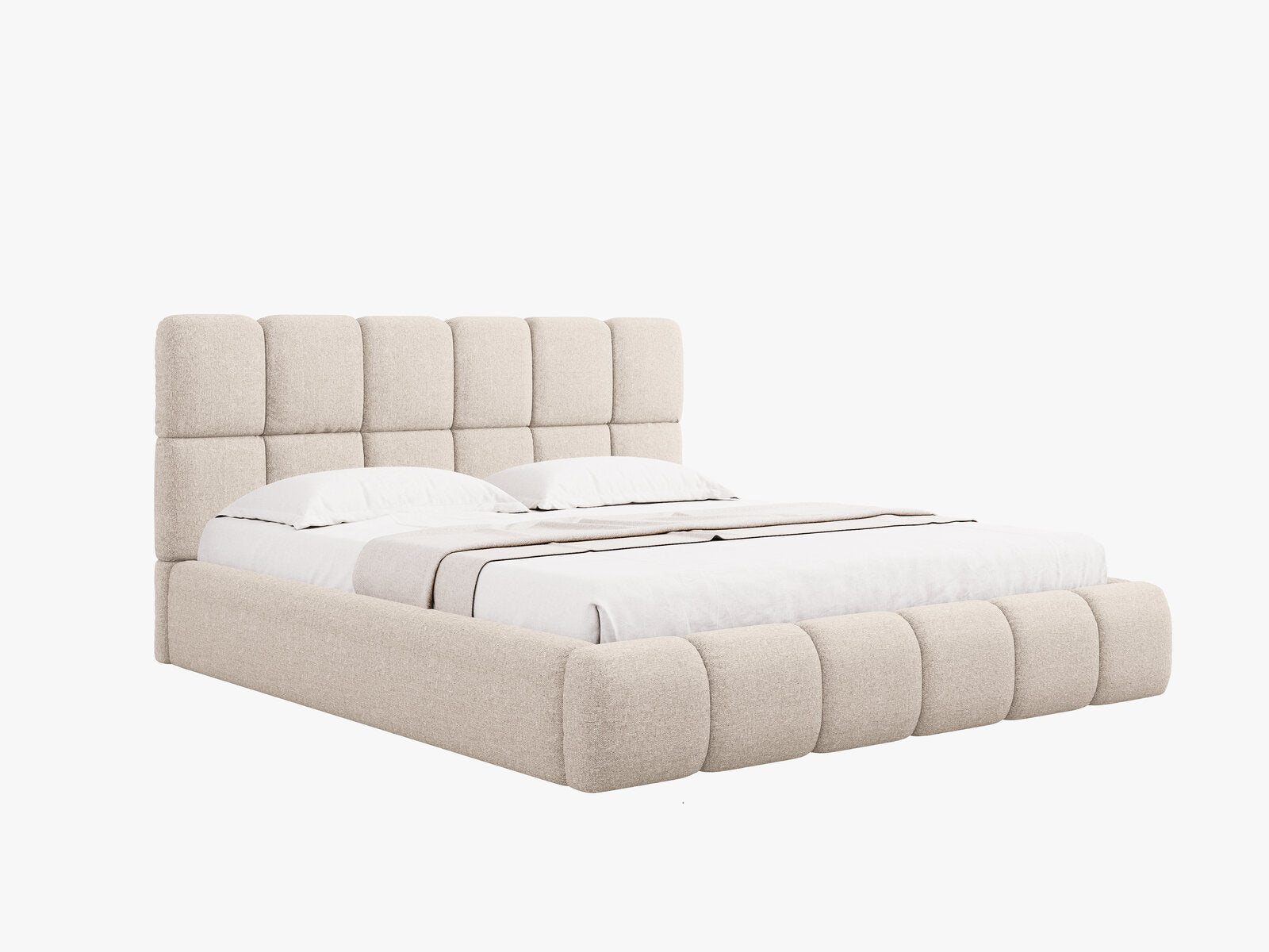 Micadoni Stauraumbett mit Kopfteil Bellis Chenille Haga Beige