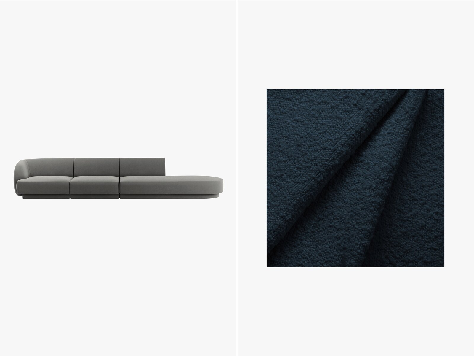 Micadoni Sofa Miley 4-Sitzer Rechts Boucle Baloo Dunkelblau