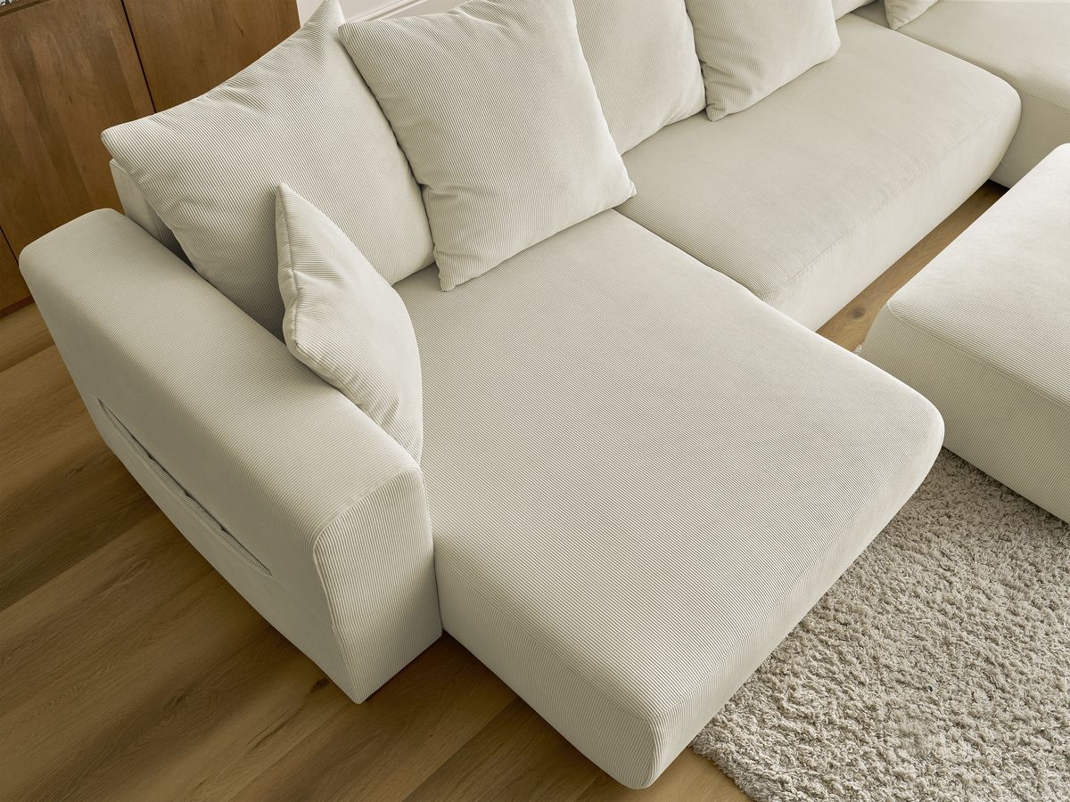 Bobochic Sidonie Wohnlandschaft mit Pouf Cordsamt Beige