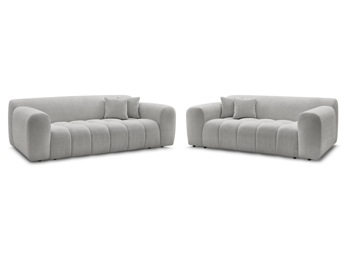 Bobochic Melisse Sofa 5-Sitzer Melange-Stoff Hellgrau