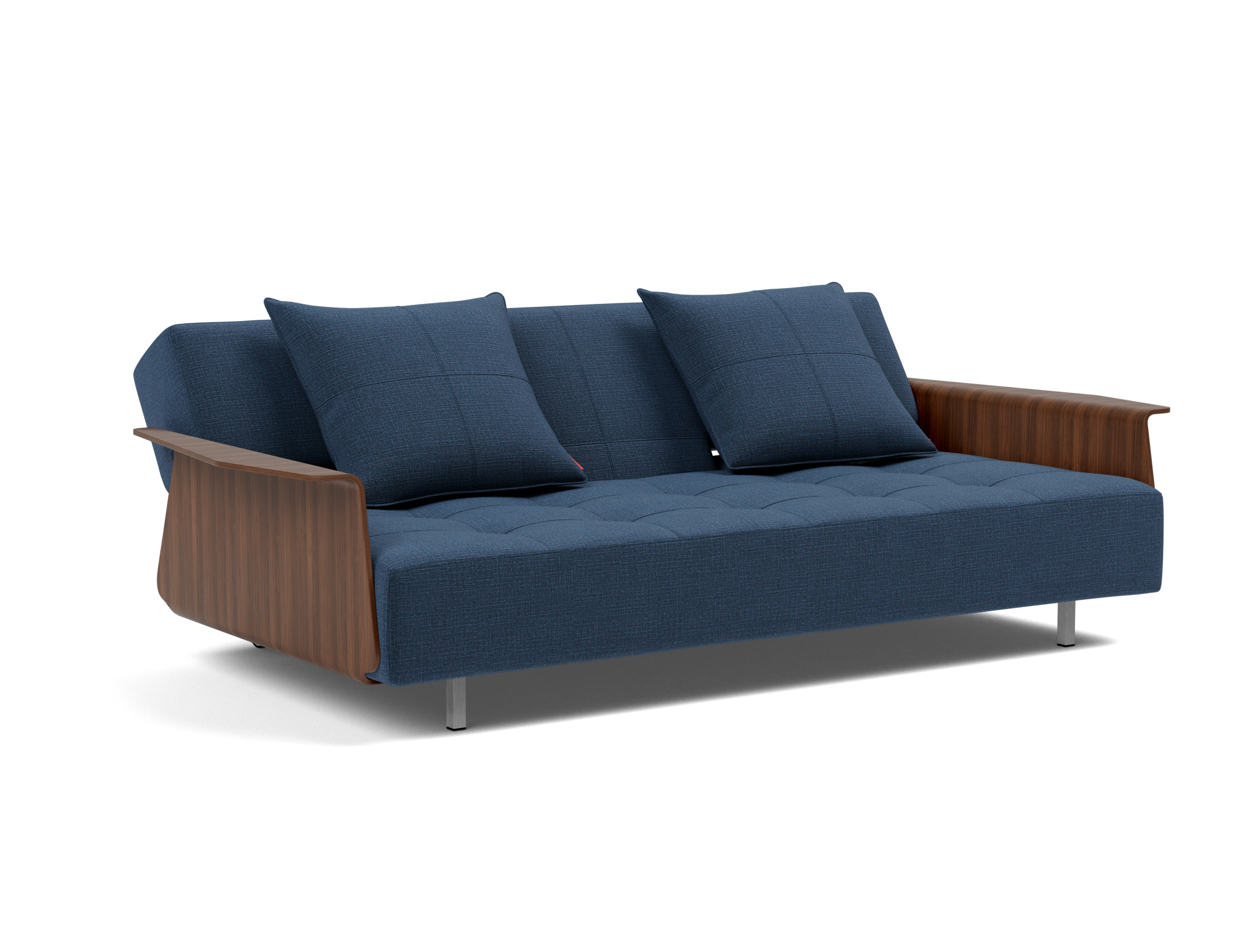 Schlafsofa Long Horn D.E.L. mit Armlehnen Chenille Esina 414-Indigo-Blue