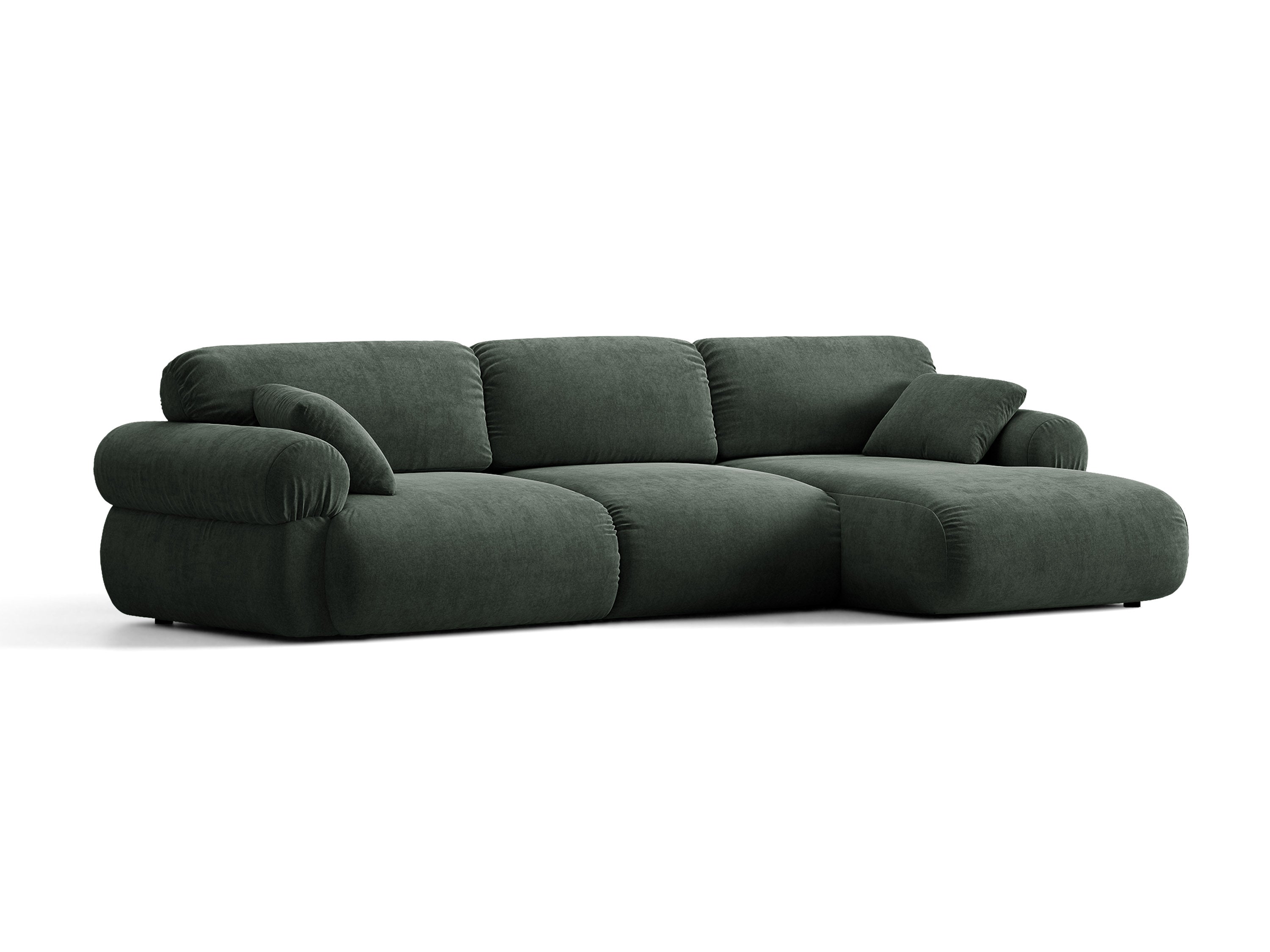 Micadoni Ophelia Ecksofa 6-Sitzer Strukturierter Stoff Liberty Moosgrün Rechts