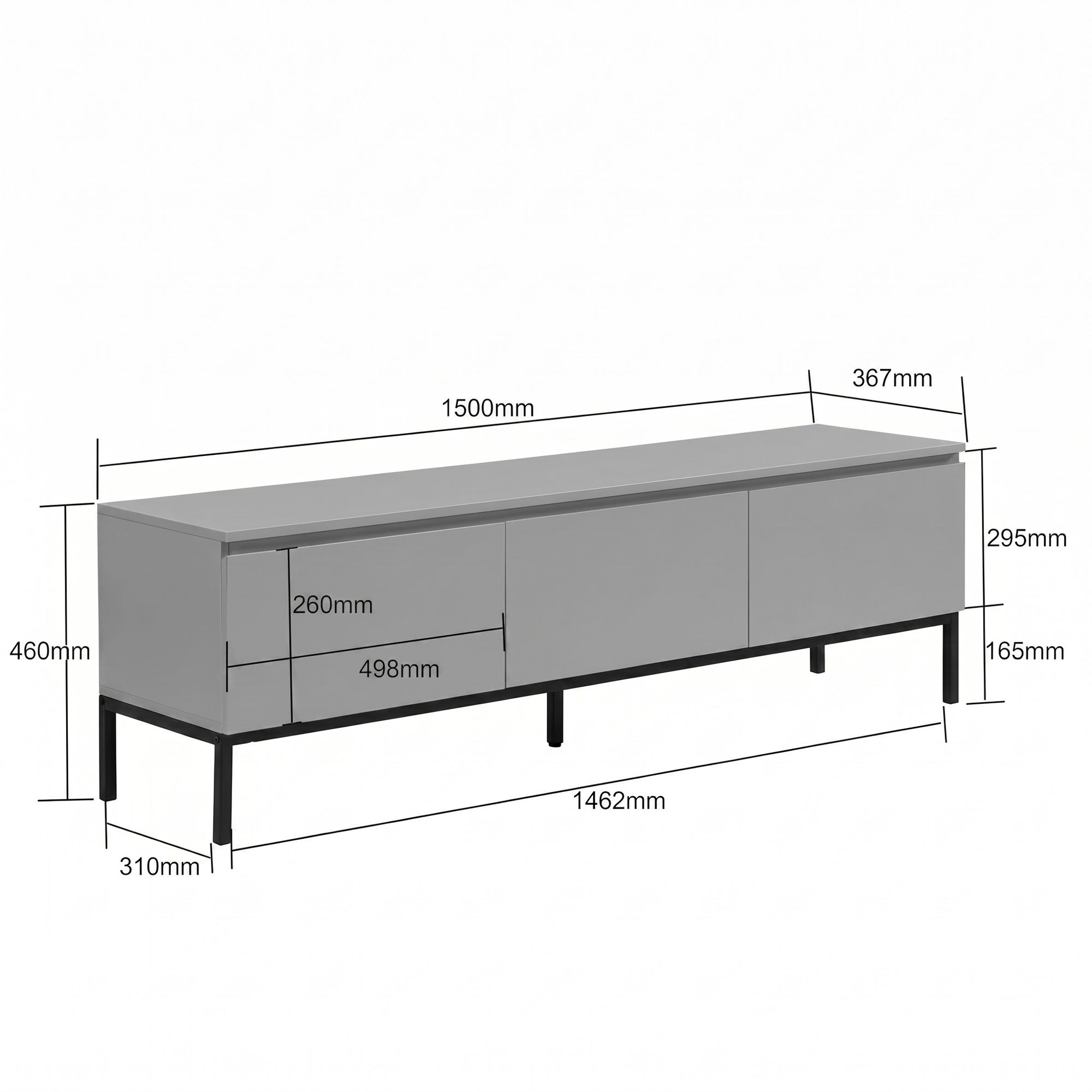 Lowboard Stabekk Grau 150 × 37 × 46 cm