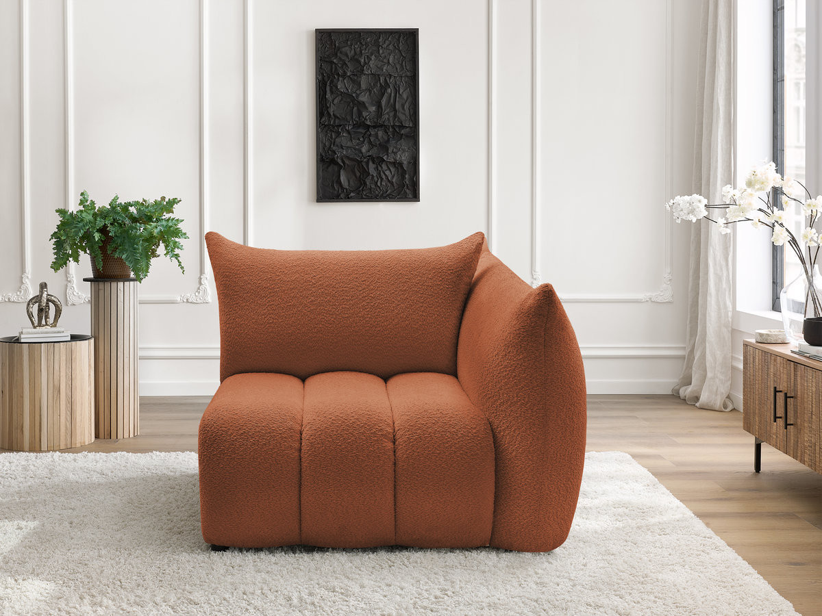Bobochic Azra Sofamodul 1-Sitzer 117 × 112 cm Bouclé-Stoff Orange Ecke rechts