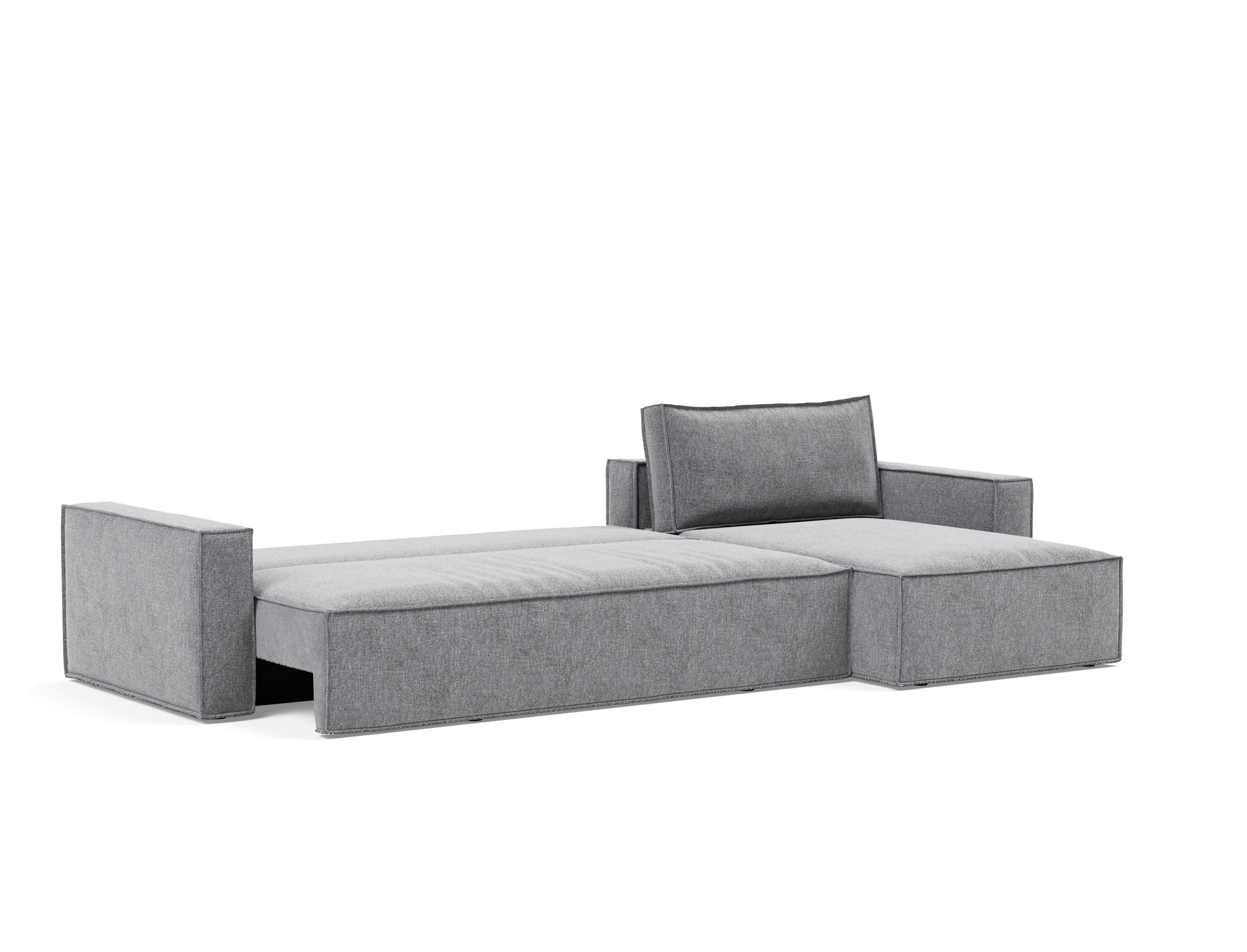 Schlafsofa Newilla mit Chaiselongue Strukturierter Stoff Twist 565-Granite