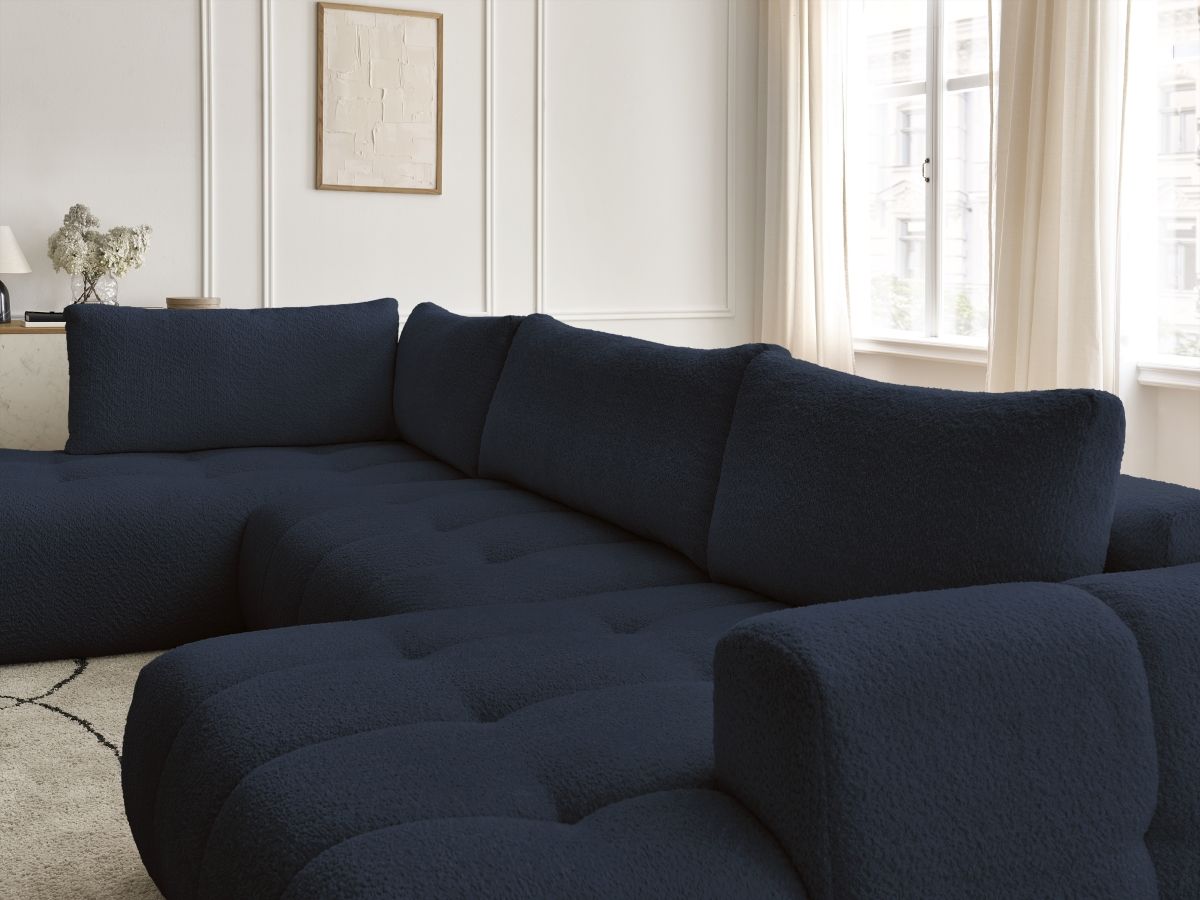 Bobochic Fuji Wohnlandschaft Bouclé-Stoff Dunkelblau Ecke rechts