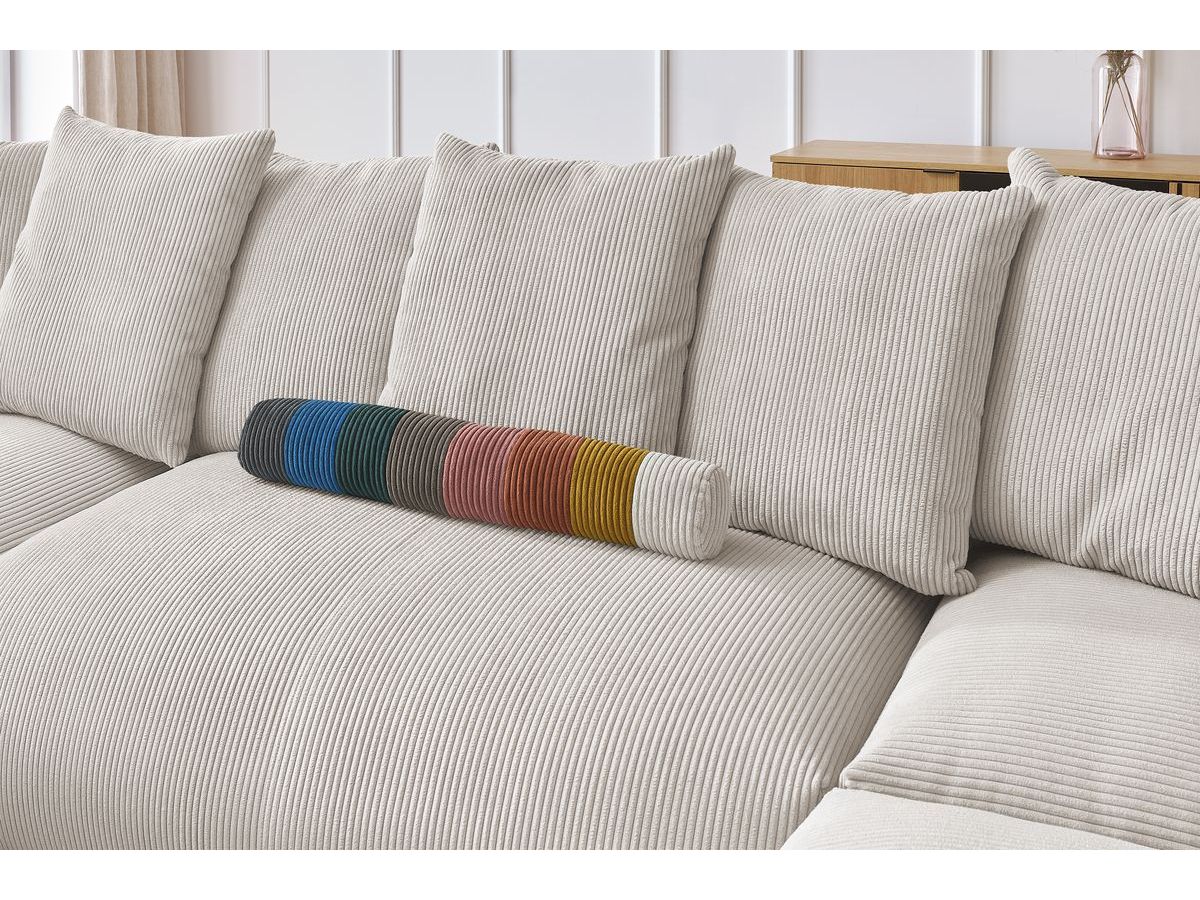 Bobochic Voltaire Wohnlandschaft mit Pouf 356 × 214 cm Cordsamt Beige Ecke links