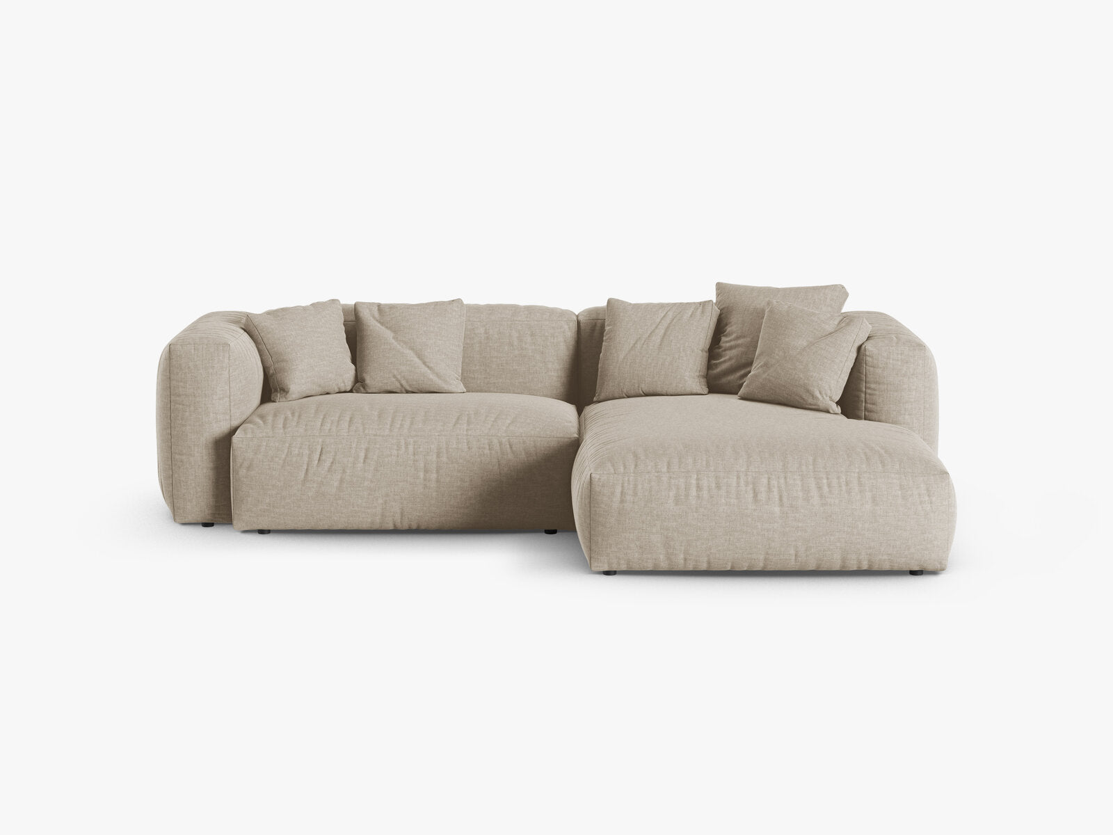 Micadoni Ecksofa Martina 2-Sitzer 90cm Sitztiefe Rechts Strukturierter Stoff Boston Helles Beige