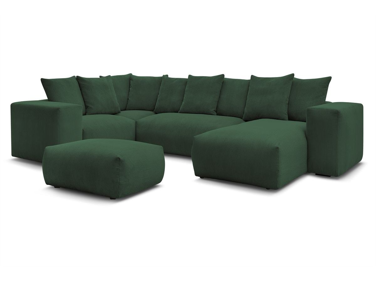 Bobochic Voltaire Wohnlandschaft mit Pouf 356 × 214 cm Cordsamt Grün Ecke rechts