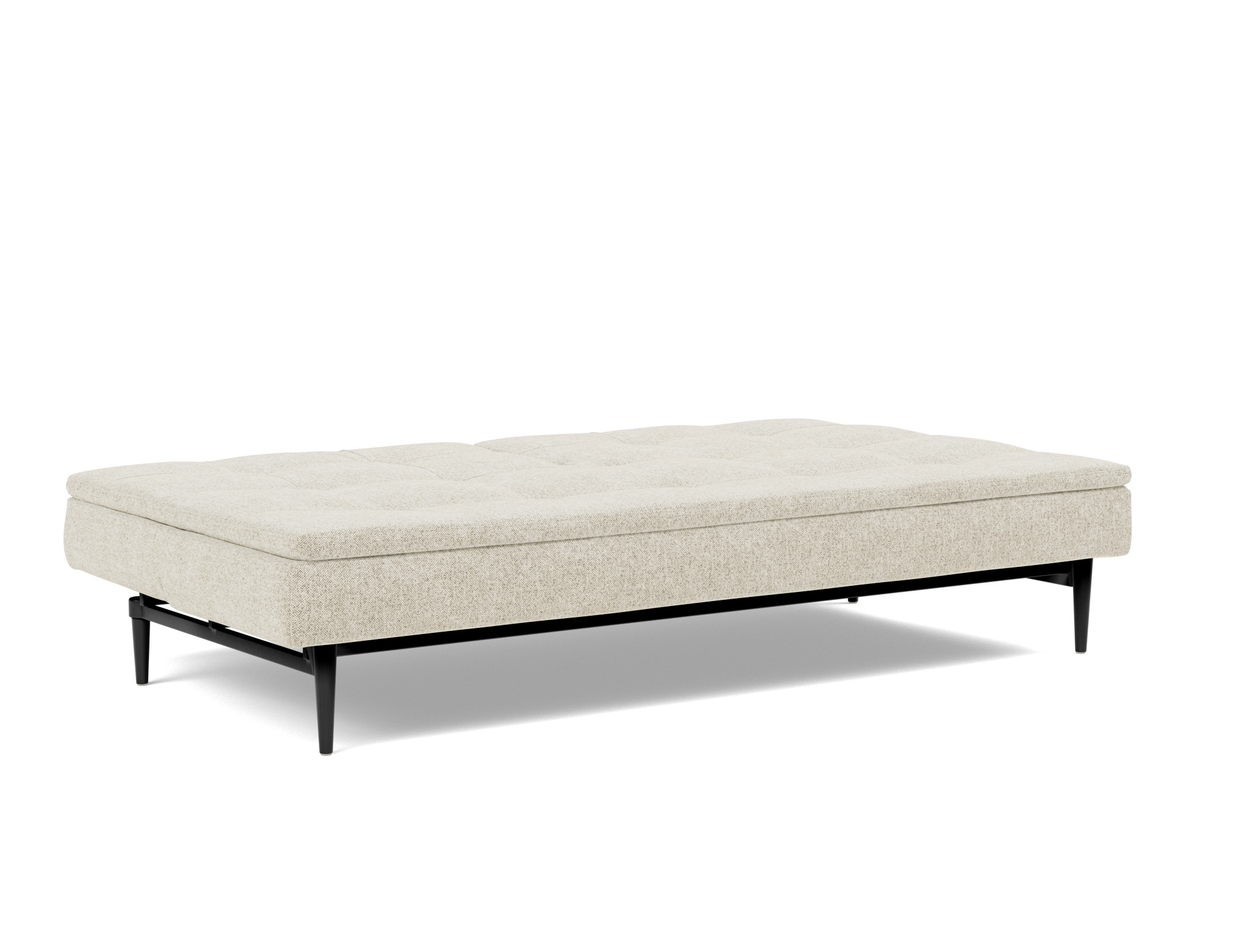 Schlafsofa Dublexo Strukturierter Stoff Taura 357-Off-White Beine Styletto Eiche schwarz