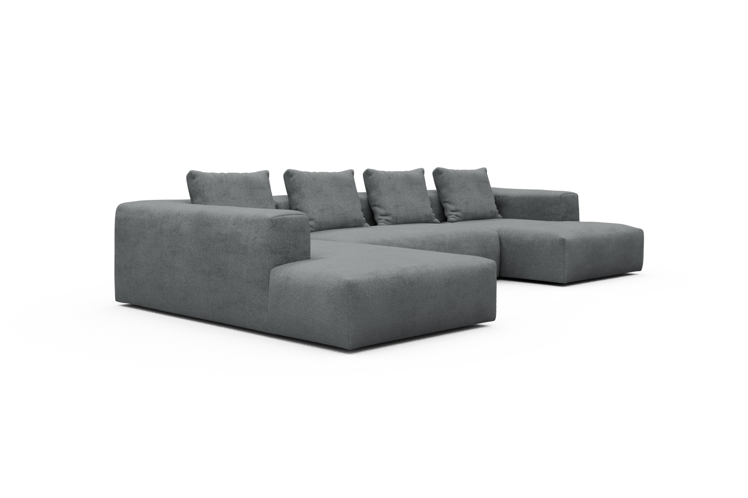 Wohnlandschaft Fred Relax-Ecke links mit 2-Sitzer und Chaiselongue rechts Strukturierter Stoff Casone 495-Gravel-Grey