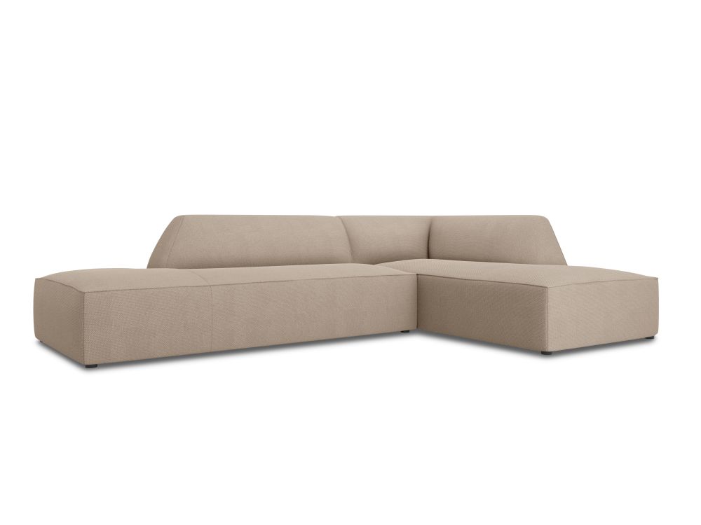 Cosmopolitan Design Ecksofa Siena 4-Sitzer offen Strukturierter Stoff Ottawa Dunkelbeige Rechts