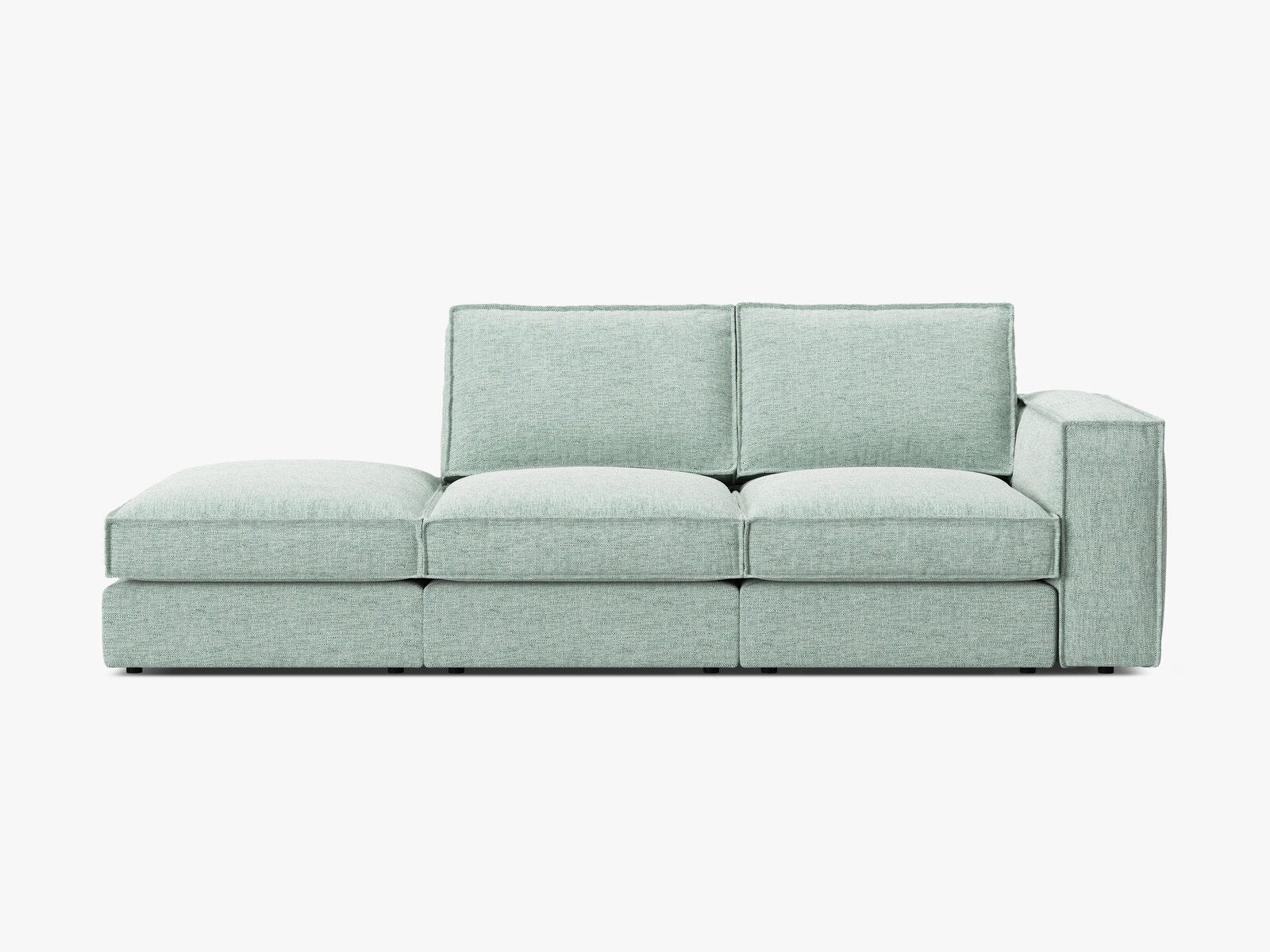 Micadoni modulares offenes Sofa Pola 3-Sitzer Links Strukturierter Stoff Babel Minze