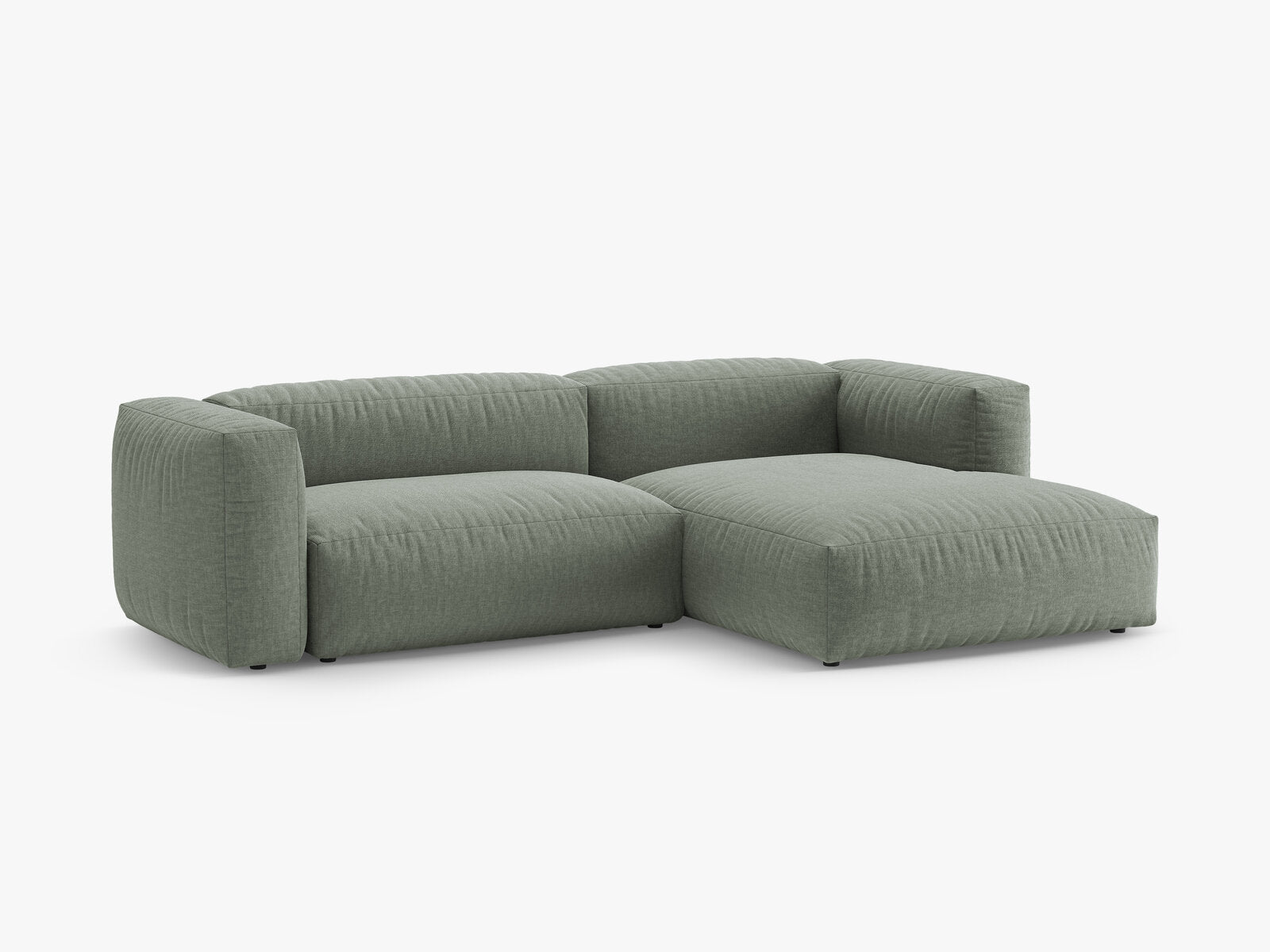 Micadoni Martina Ecksofa 4-Sitzer mit Schlaffunktion Rechts Strukturierter Stoff Boston Moosgrün