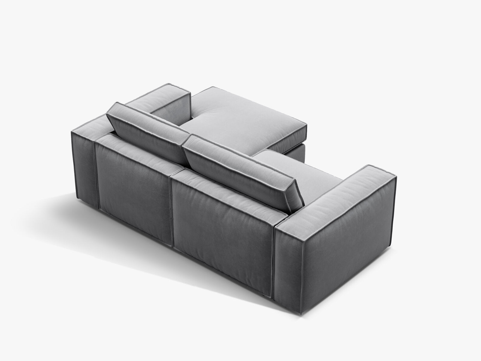 Micadoni modulares Ecksofa Pola 2-Sitzer kleine Version Rechts Samt Salvador Grau