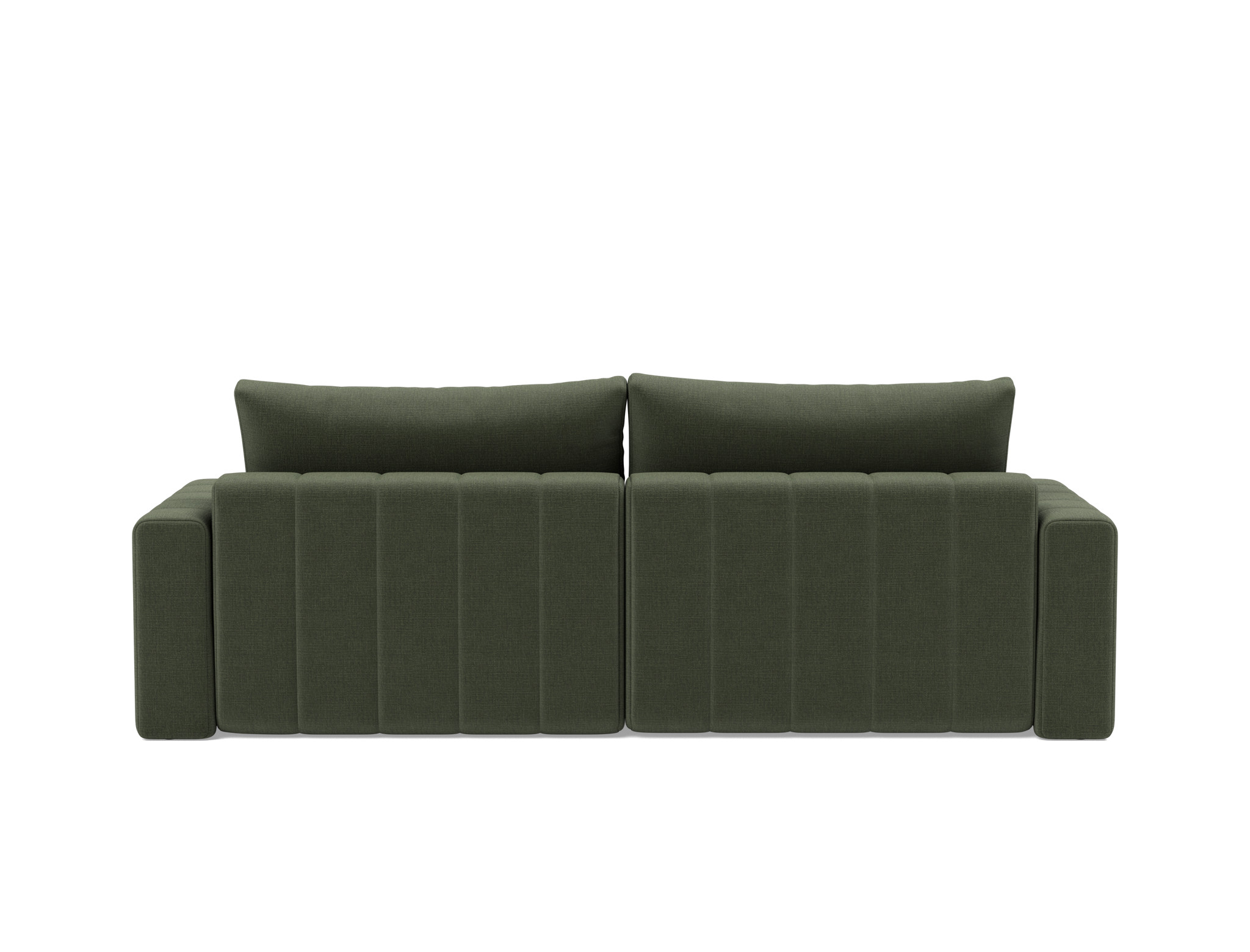 Schlafsofa Akello mit Chaiselongue und Armlehnen Chenille Esina 413-Olive-Green