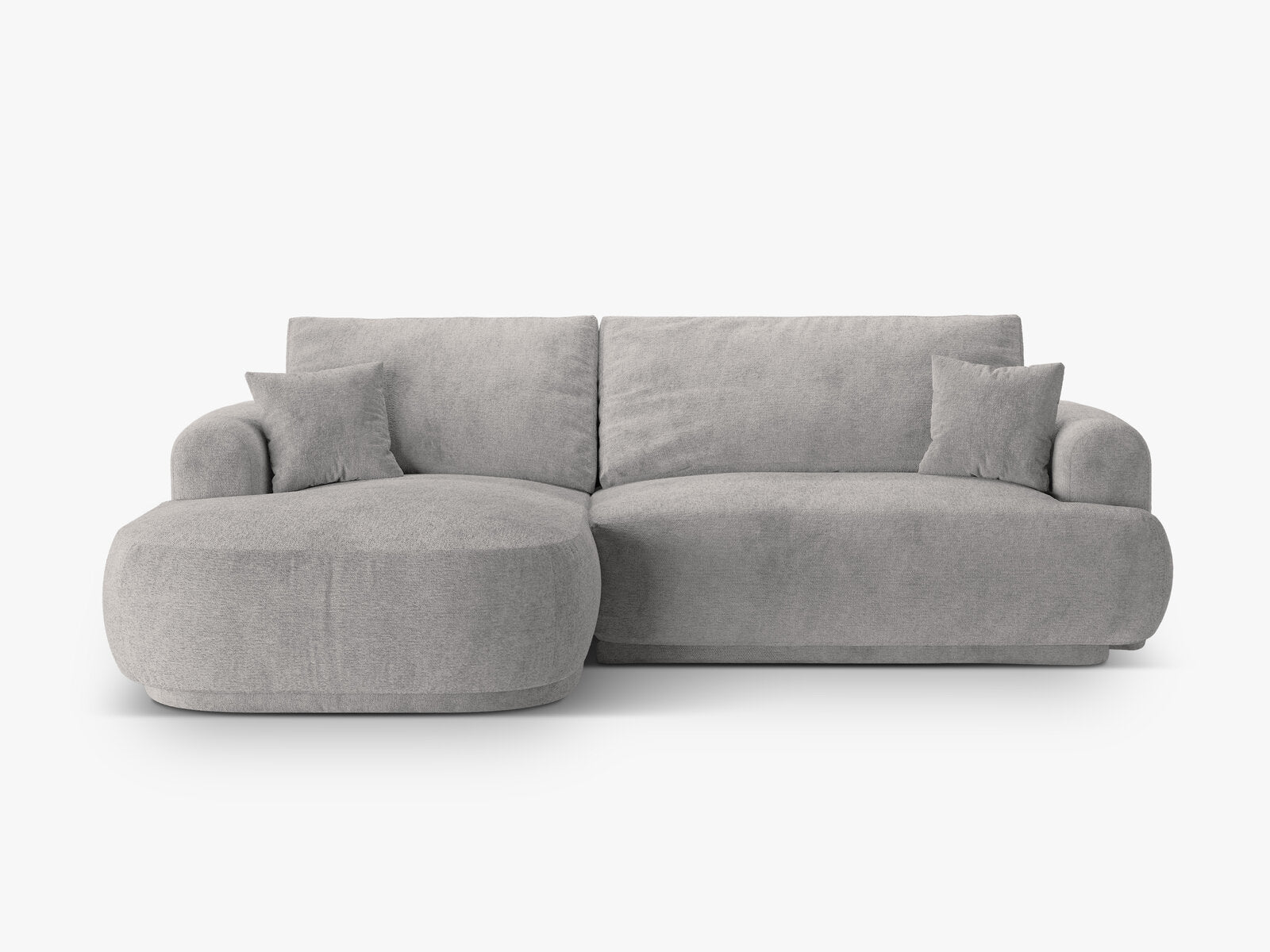 Micadoni Ella Ecksofa mit Bettfunktion und Stauraum Links Strukturierter Stoff Sorella Warmes Grau