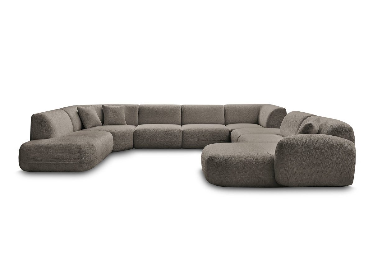 Bobochic Anda Wohnlandschaft mit Pouf 396 × 357 cm Chenille Taupe Ecke rechts