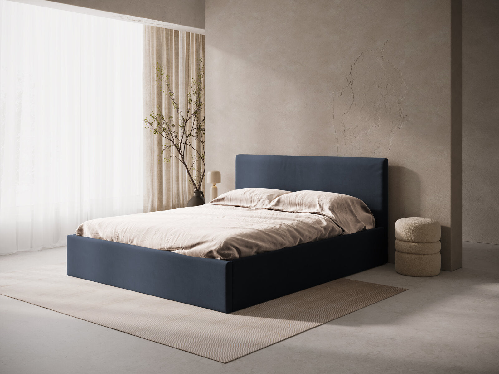 Micadoni Bett Susan Samt Dunkelblau 140x200