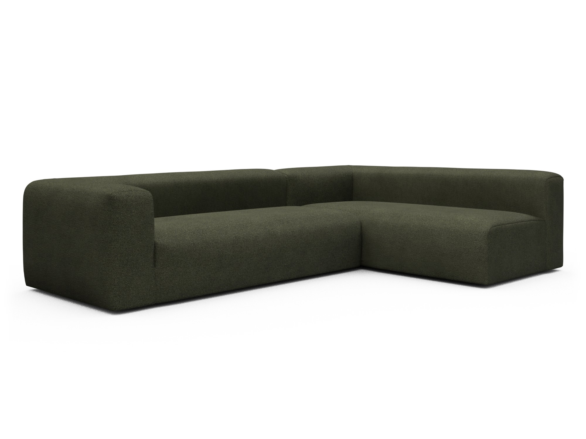 Skandi Home Ecksofa Fred 2x 2,5-Sitzer rechts offen Boucle-Forest-Green moebelfaktor