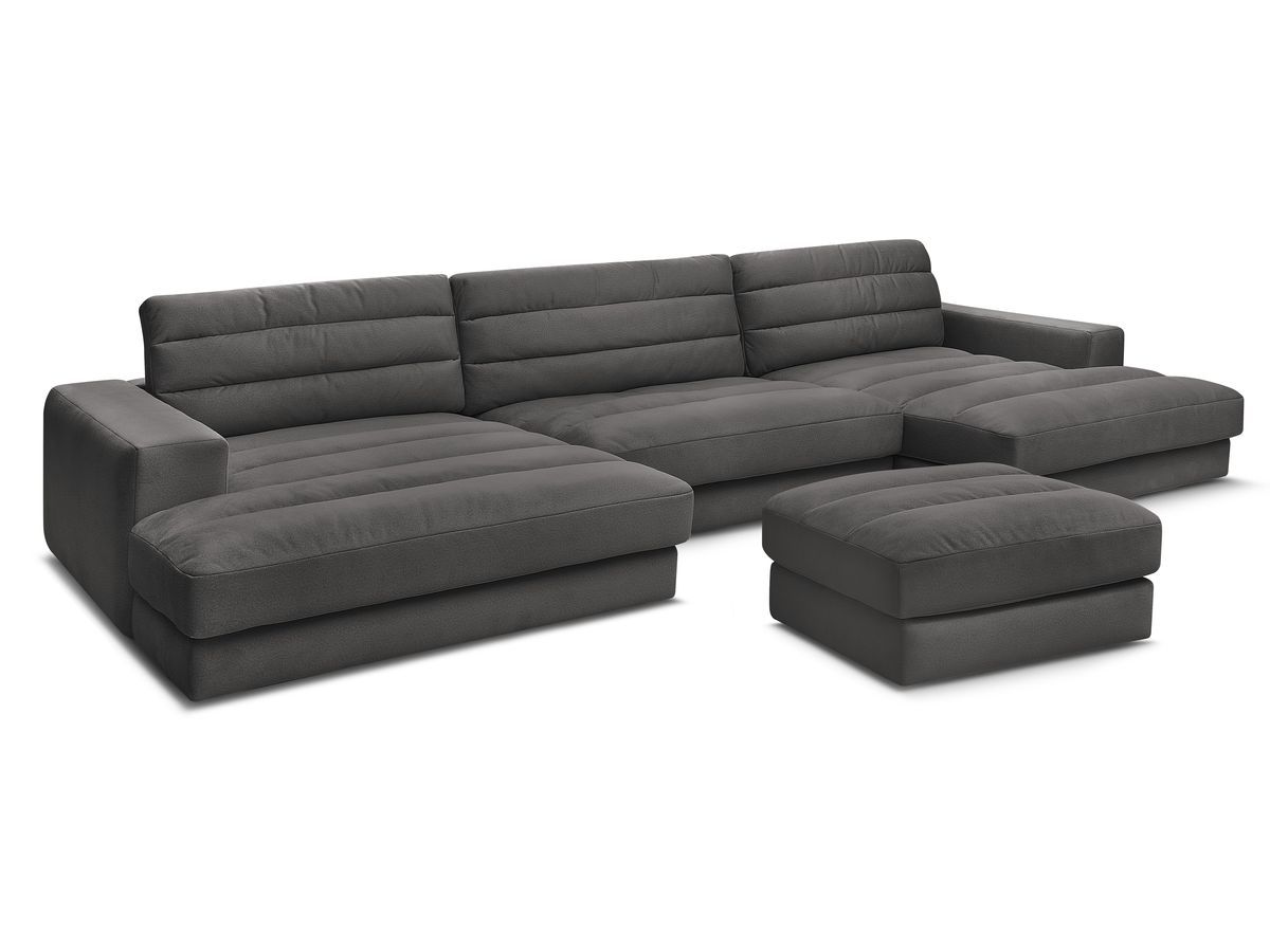 Bobochic Sierra Wohnlandschaft mit Pouf Samt Schwarz