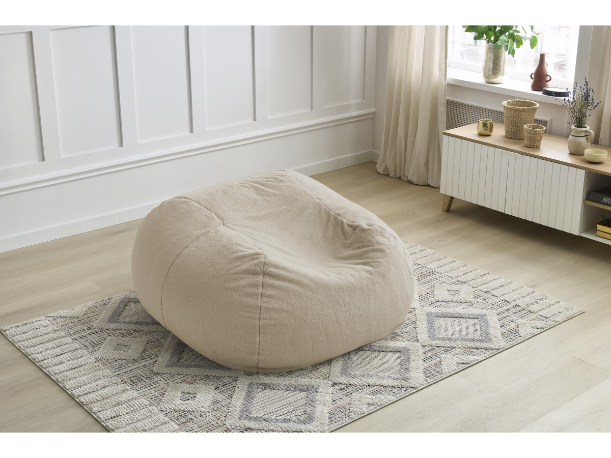 Bobochic Meribel Pouf Kunstfell Beige