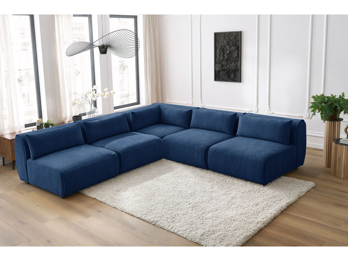 Bobochic Jeanne Ecksofa 299 × 299 cm Strukturstoff Dunkelblau