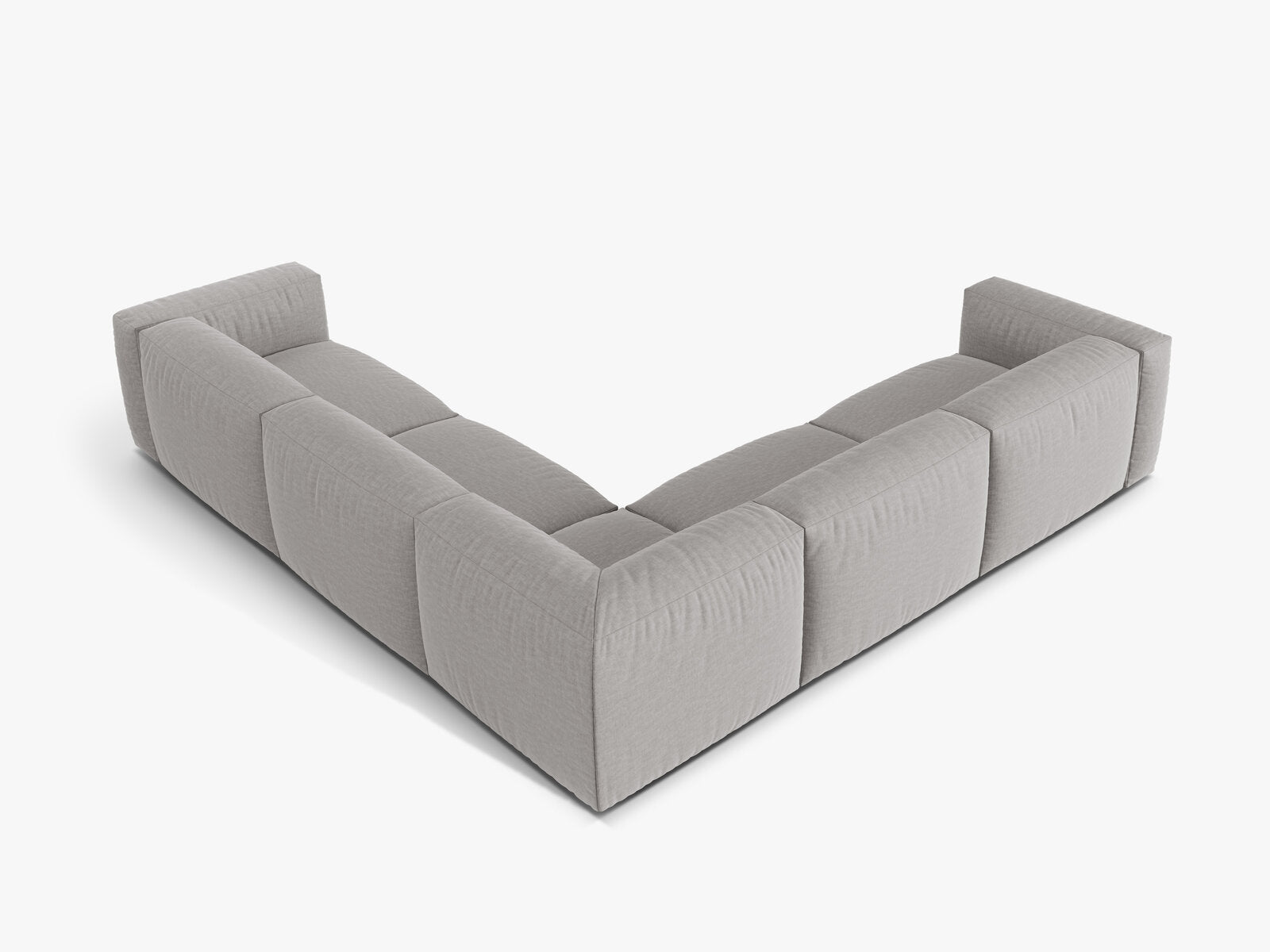 Micadoni modulares symmetrisches Ecksofa XL Martina 5-Sitzer Strukturierter Stoff Boston Hellgrau