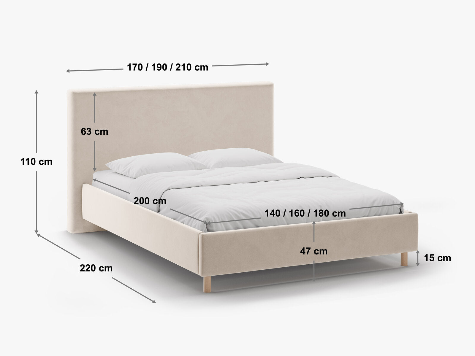 Micadoni Stauraumbett mit Kopfteil Eloise Strukturierter Stoff Moly Cappuccino 140x200