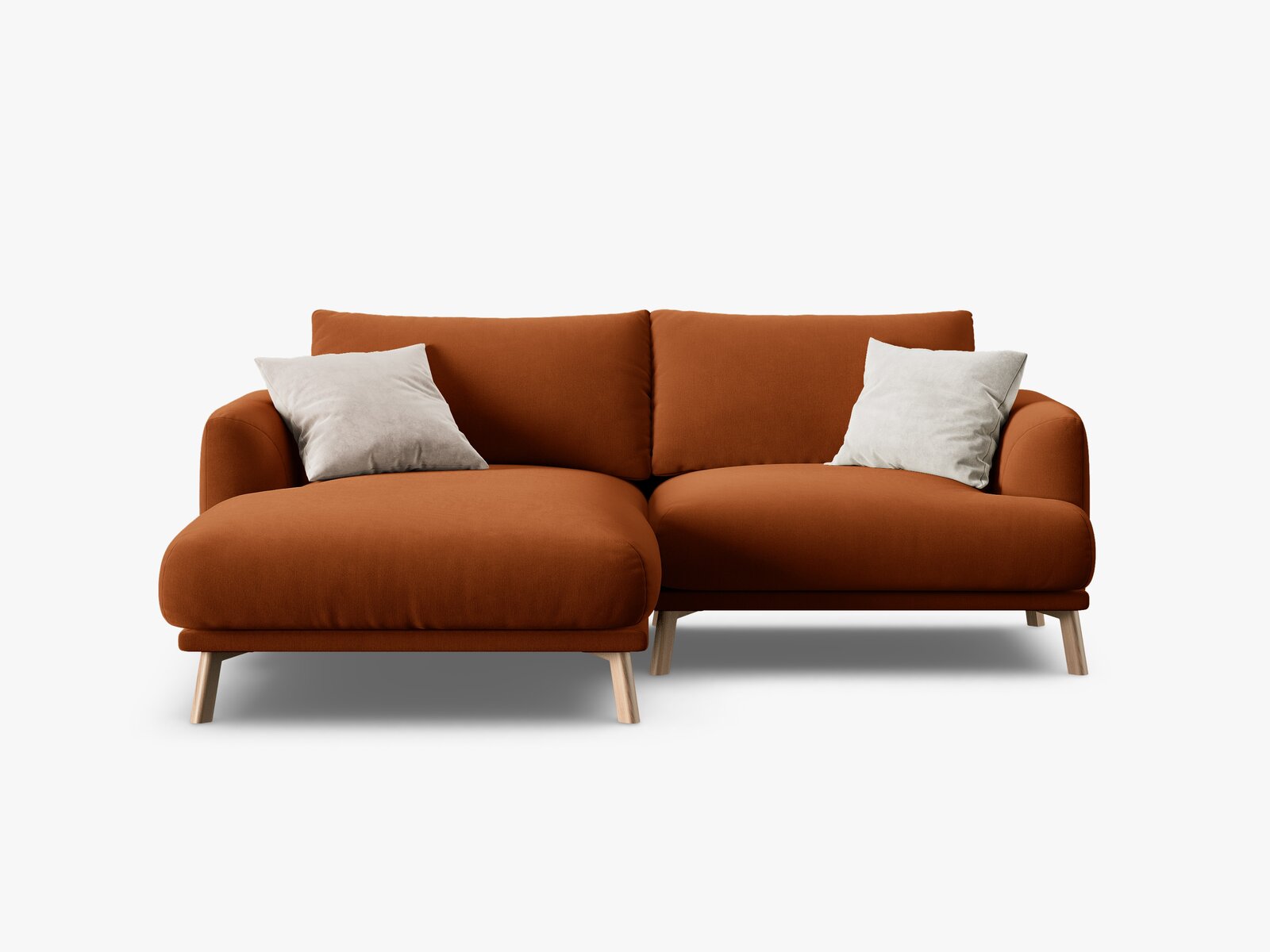 Micadoni Ecksofa Naomi 3-Sitzer kleine Version Links Samt Salvador Terrakotta