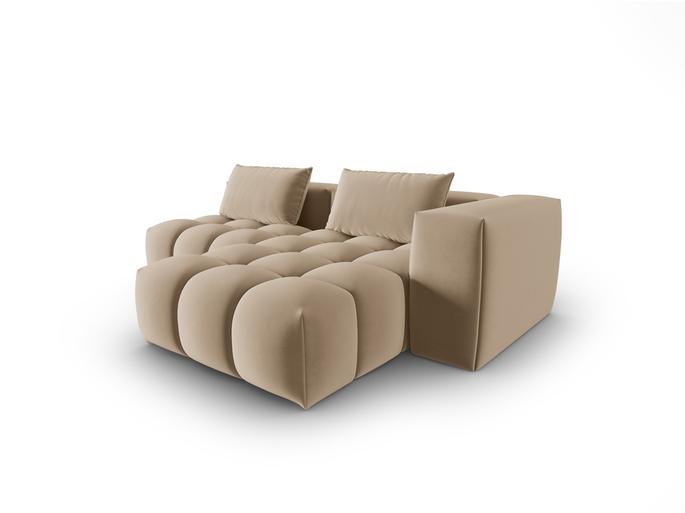 Cosmopolitan Design Ecksofa Verona 3-Sitzer offen Samt Casino Mandelbeige Rechts
