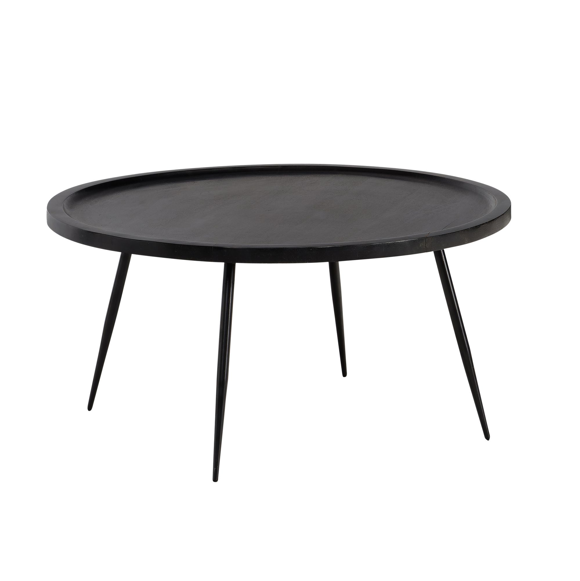 Couchtisch Eidsberg Mango Massivholz Schwarz Ø 75 cm
