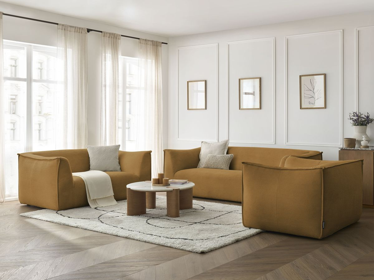 Bobochic Giorgia Sofa 5-Sitzer 534 × 100 cm Cordsamt Gelb