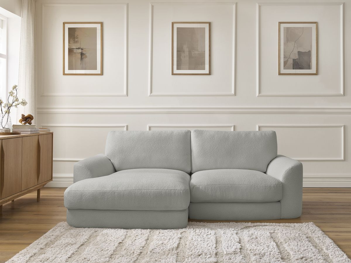 Bobochic Leonore Ecksofa Bouclé-Stoff Hellgrau Ecke links