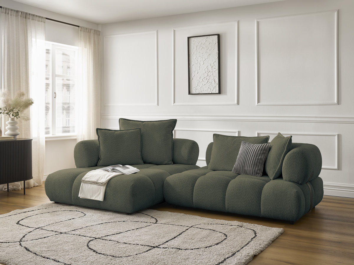 Bobochic Alya Ecksofa Bouclé-Stoff Grün Ecke links