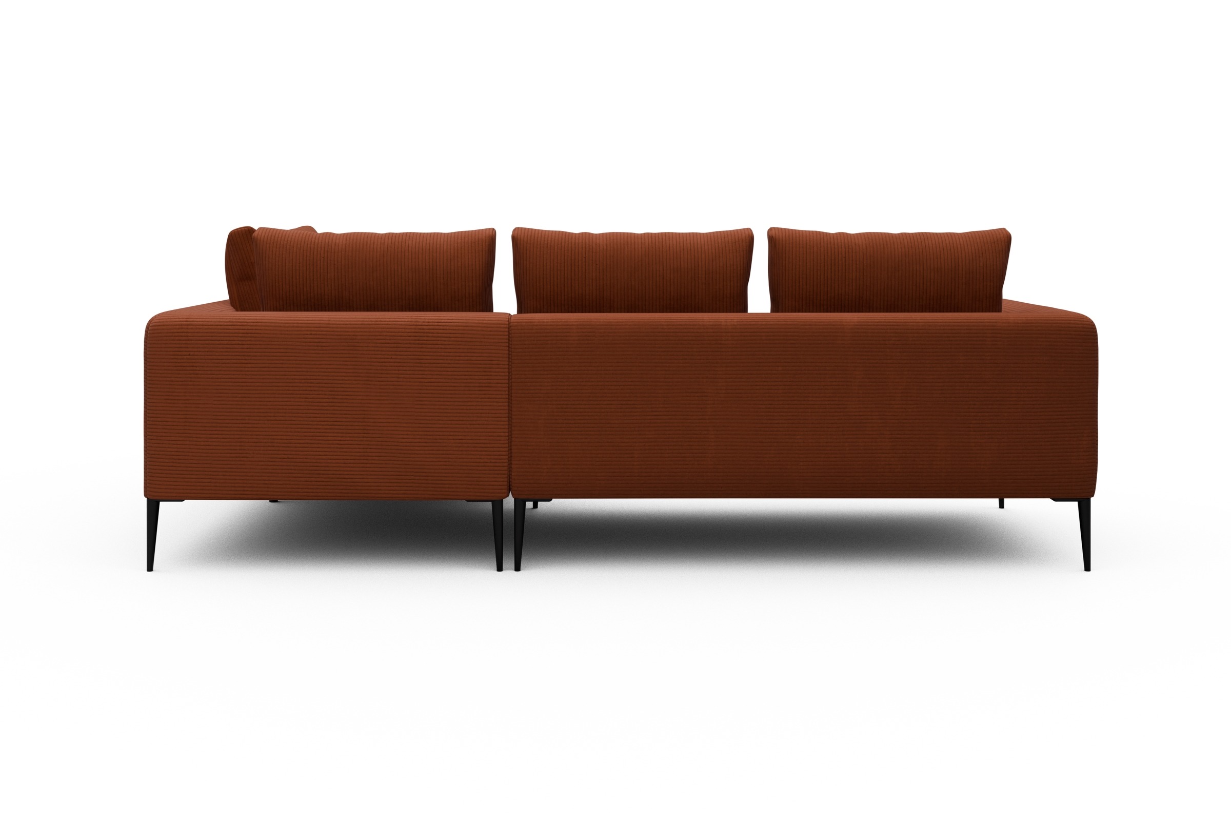 Ecksofa Paul Relax-Ecke rechts mit 2-Sitzer Corduroy-Burnt-Orange