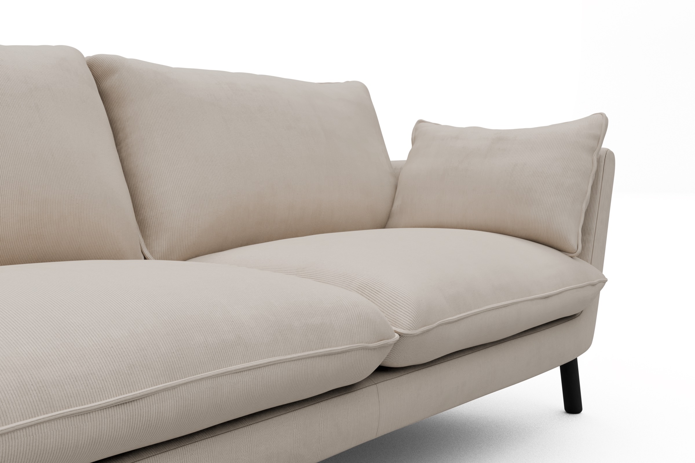 Sofa Emil 2-Sitzer Beinfarbe Eiche Schwarz Cordufine-Off-White