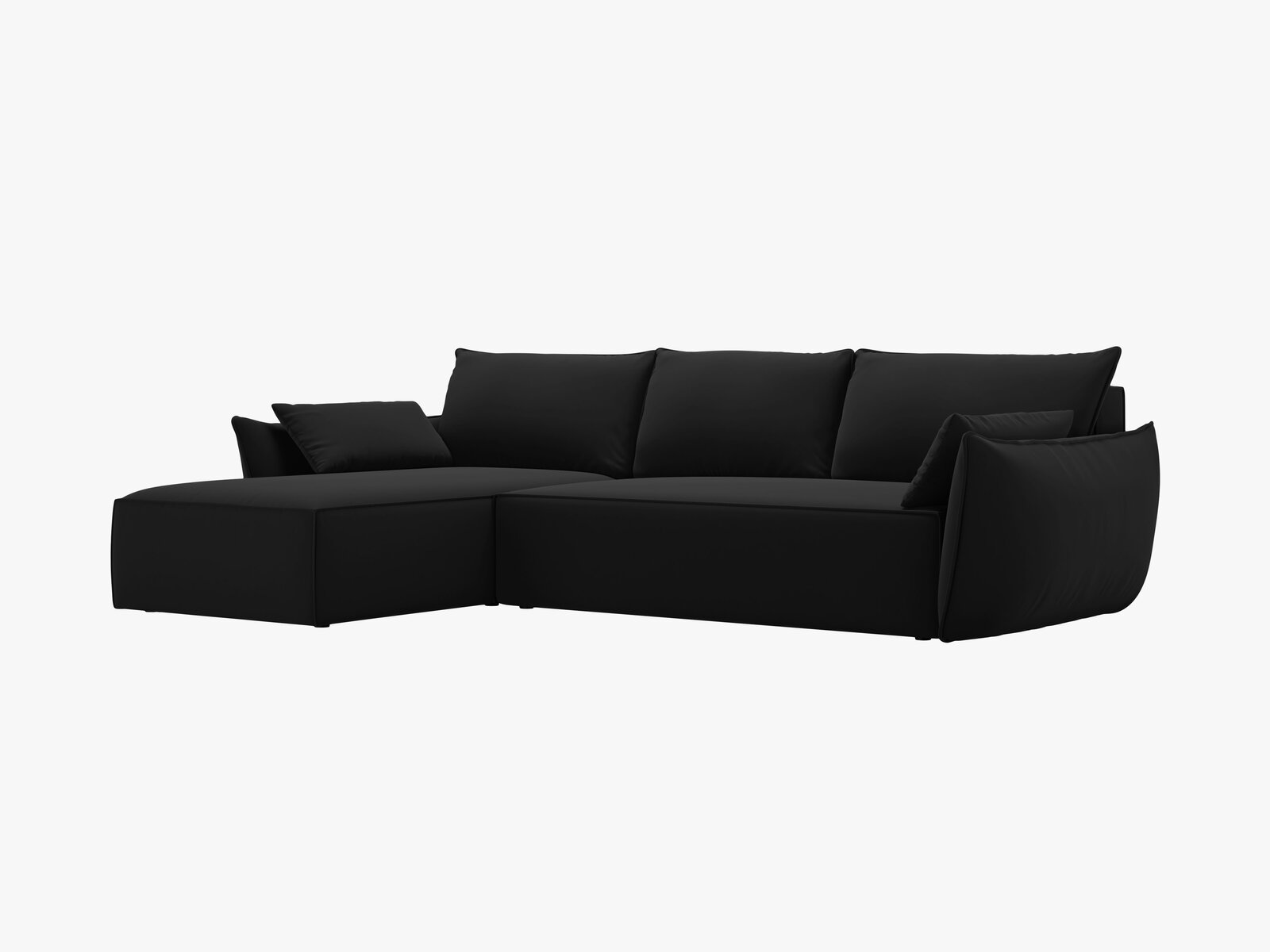 Micadoni Kaelle Ecksofa mit Bettfunktion und Stauraum Rechts Samt Bluvel Schwarz