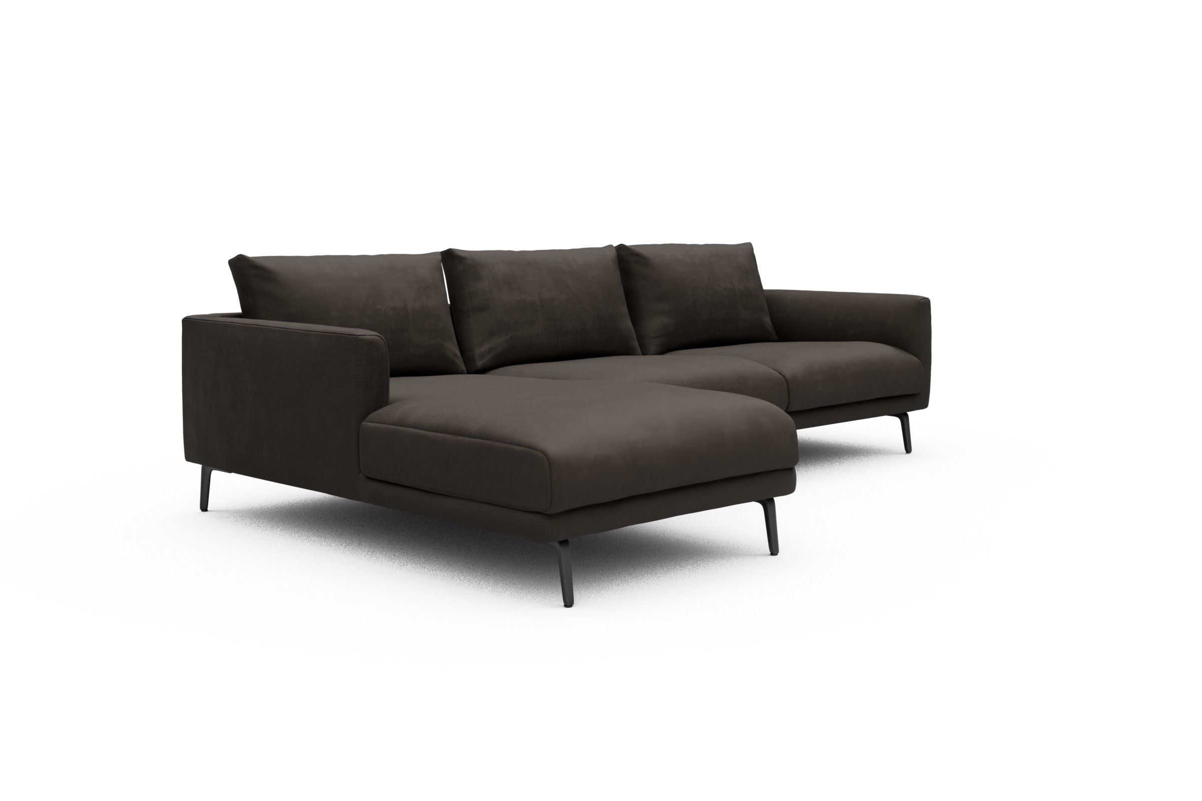 Ecksofa Karl Chaiselongue links mit 2,5-Sitzer Cordufine-Taupe