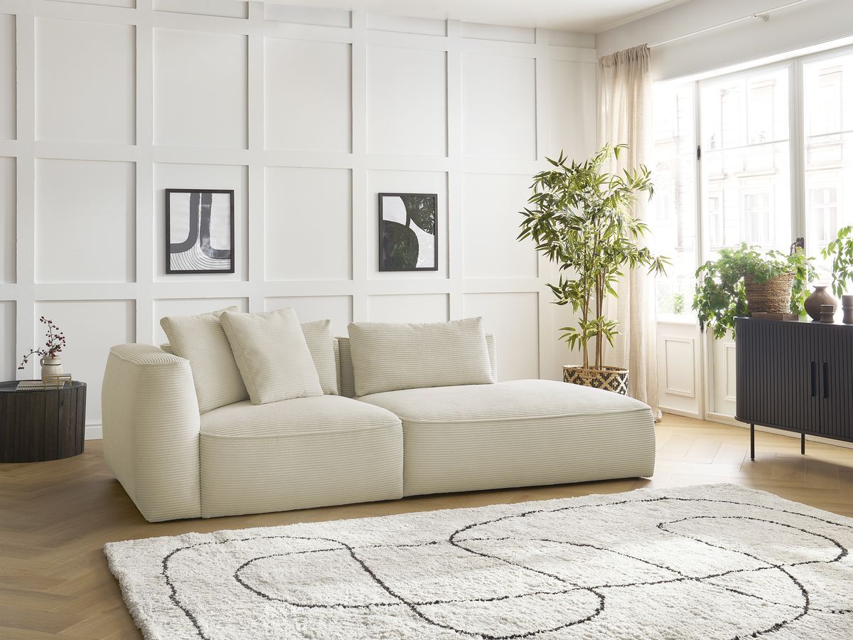 Bobochic Leopold Sofa 3-Sitzer Cordsamt Beige Armlehne links