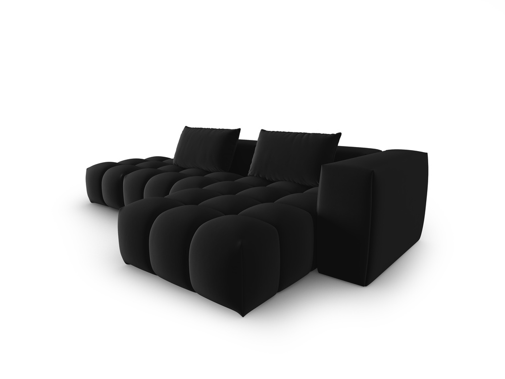 Cosmopolitan Design Ecksofa Verona 4-Sitzer offen Samt Casino Schwarz Rechts