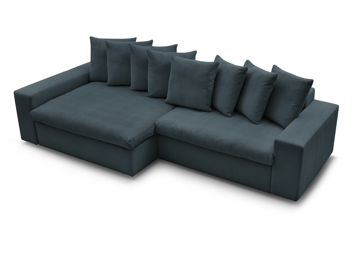 Bobochic Enore Ecksofa 330 × 157 cm Cordsamt Dunkelblau Ecke links