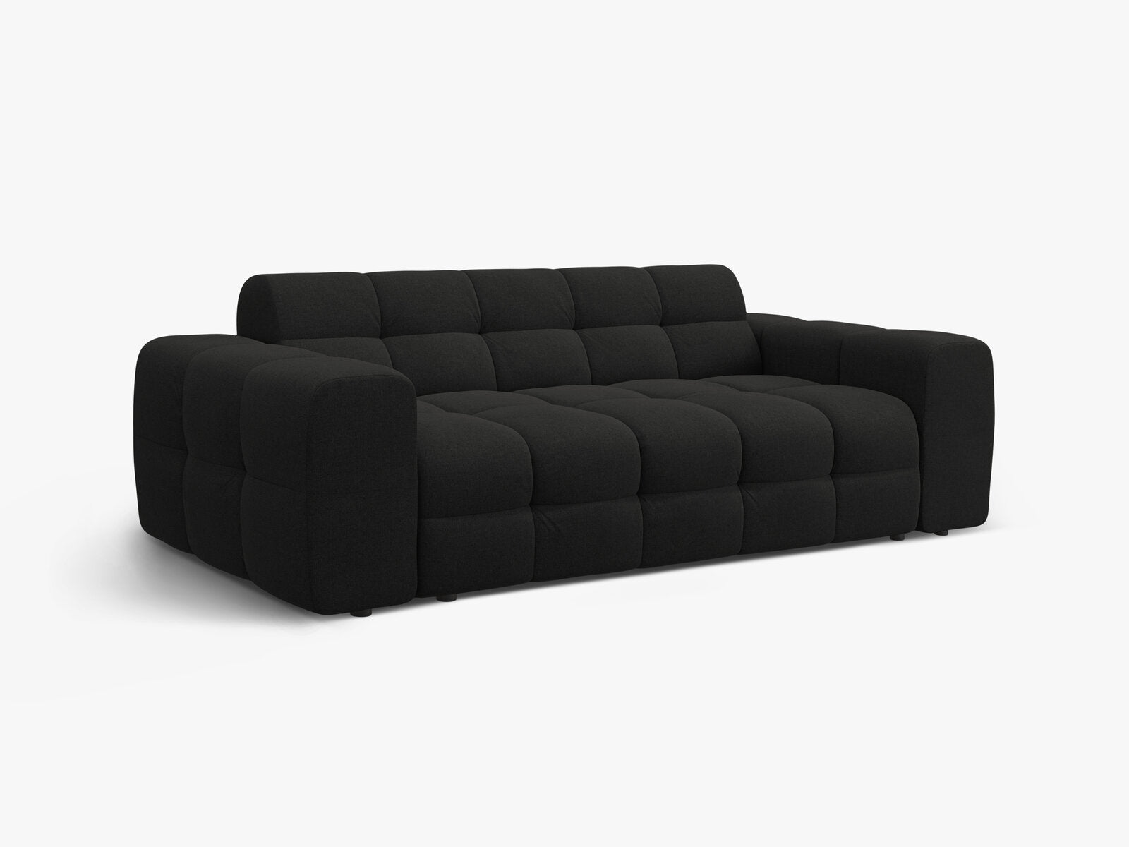 Micadoni Sofa Kendal 3-Sitzer Strukturierter Stoff Schwarz