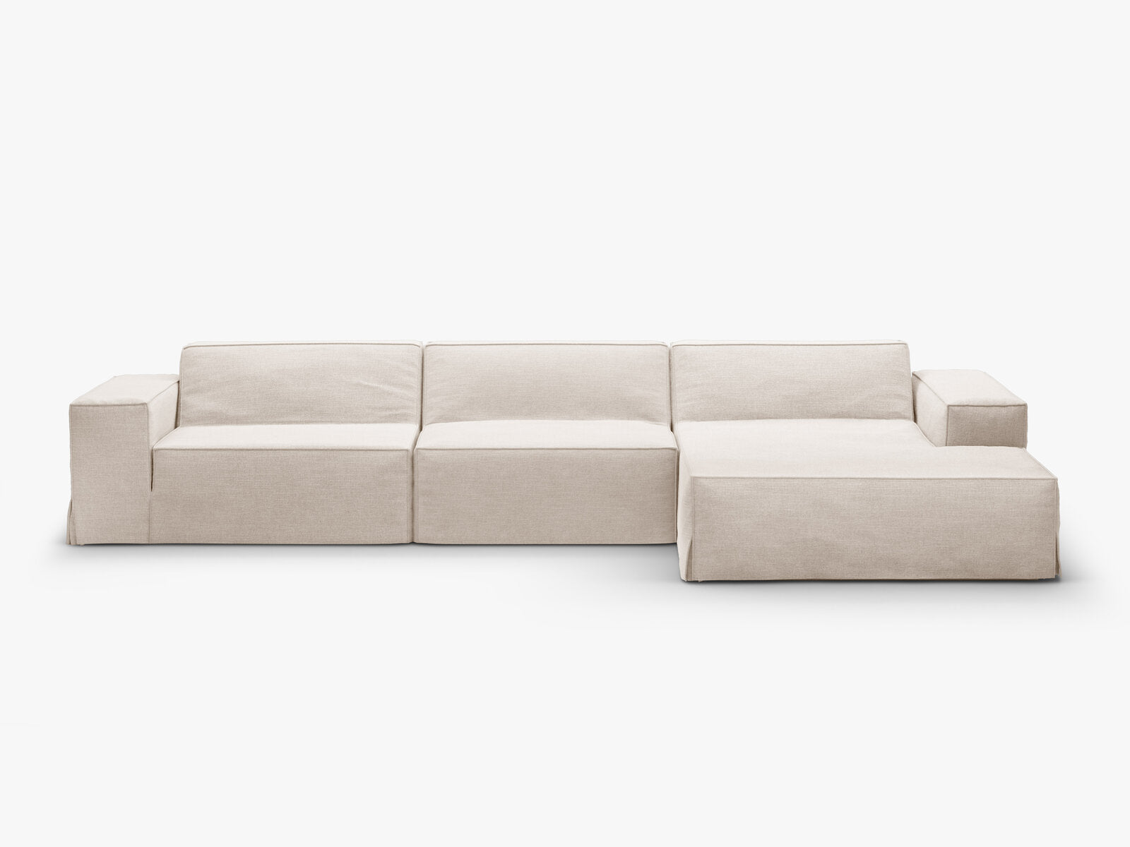Micadoni Ersatzbezug Ecksofa Jodie 4-Sitzer Strukturierter Stoff Lins Beige Rechts
