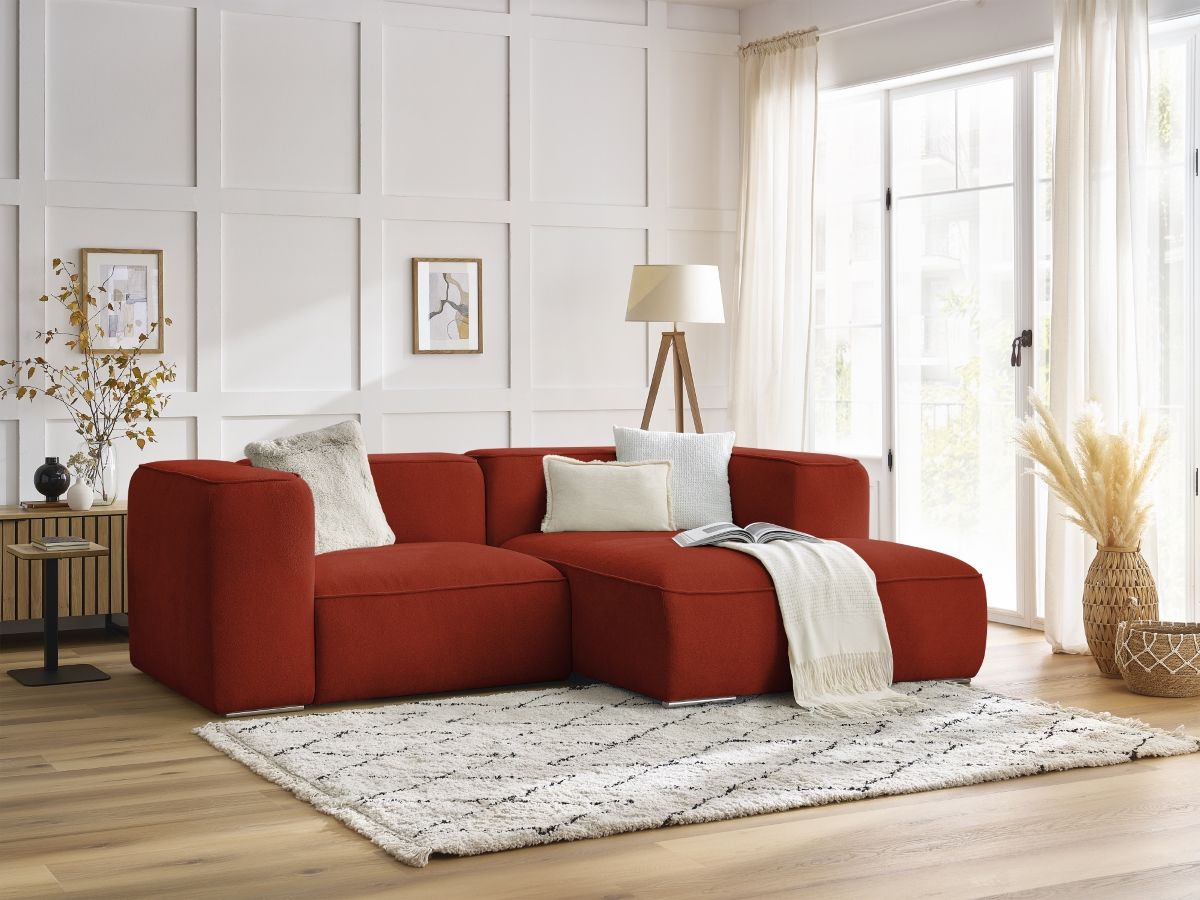 Bobochic Zephyr Ecksofa 260 × 165 cm Strukturstoff Orange Ecke rechts