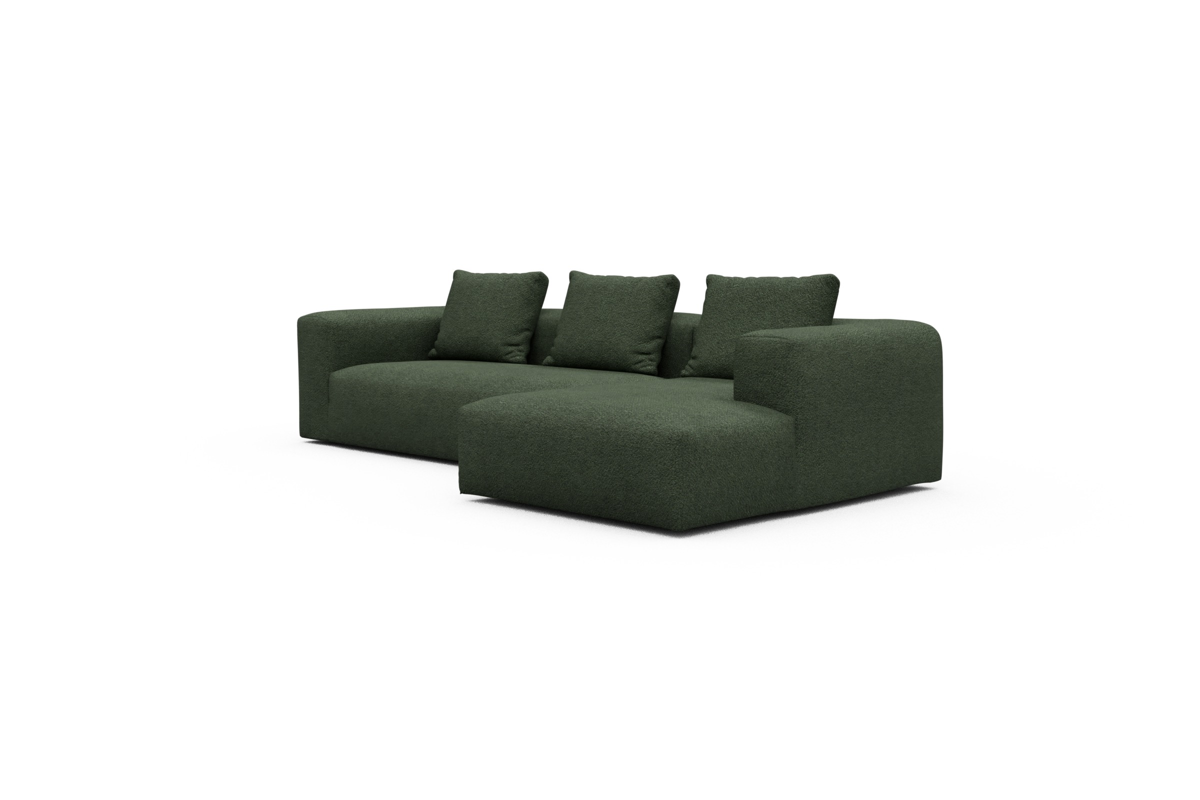 Ecksofa Fred Chaiselongue rechts mit 2,5-Sitzer Vanora-Deep-Green