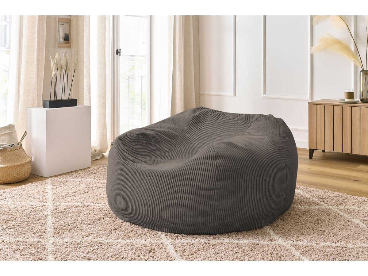 Bobochic Voltaire Pouf 120 × 70 cm Cordsamt Taupe